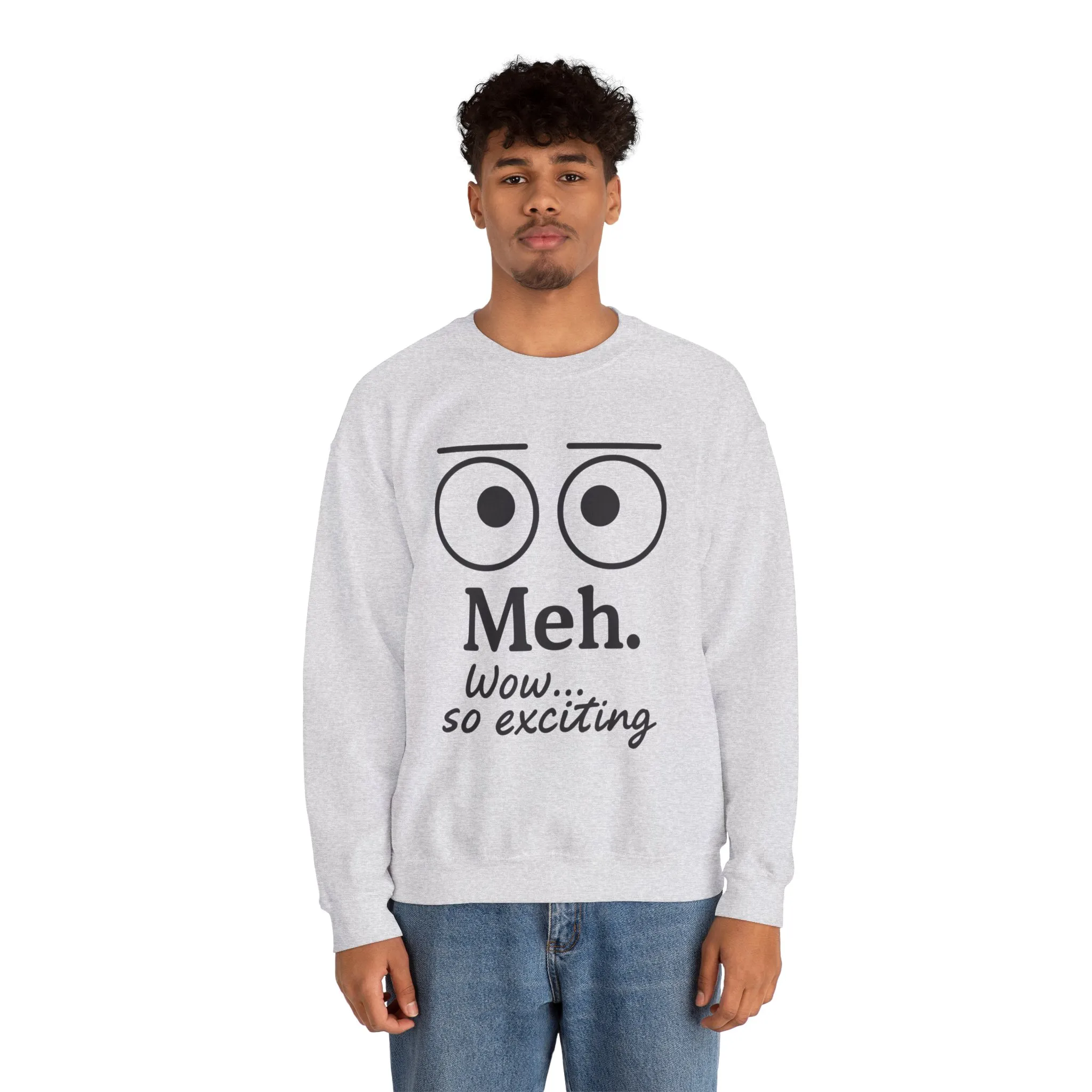 Mens Heavy Blend Crewneck with 'Meh' Design, Comfortable Apparel for Everyday Wear, Perfect for Relaxing - Image 29