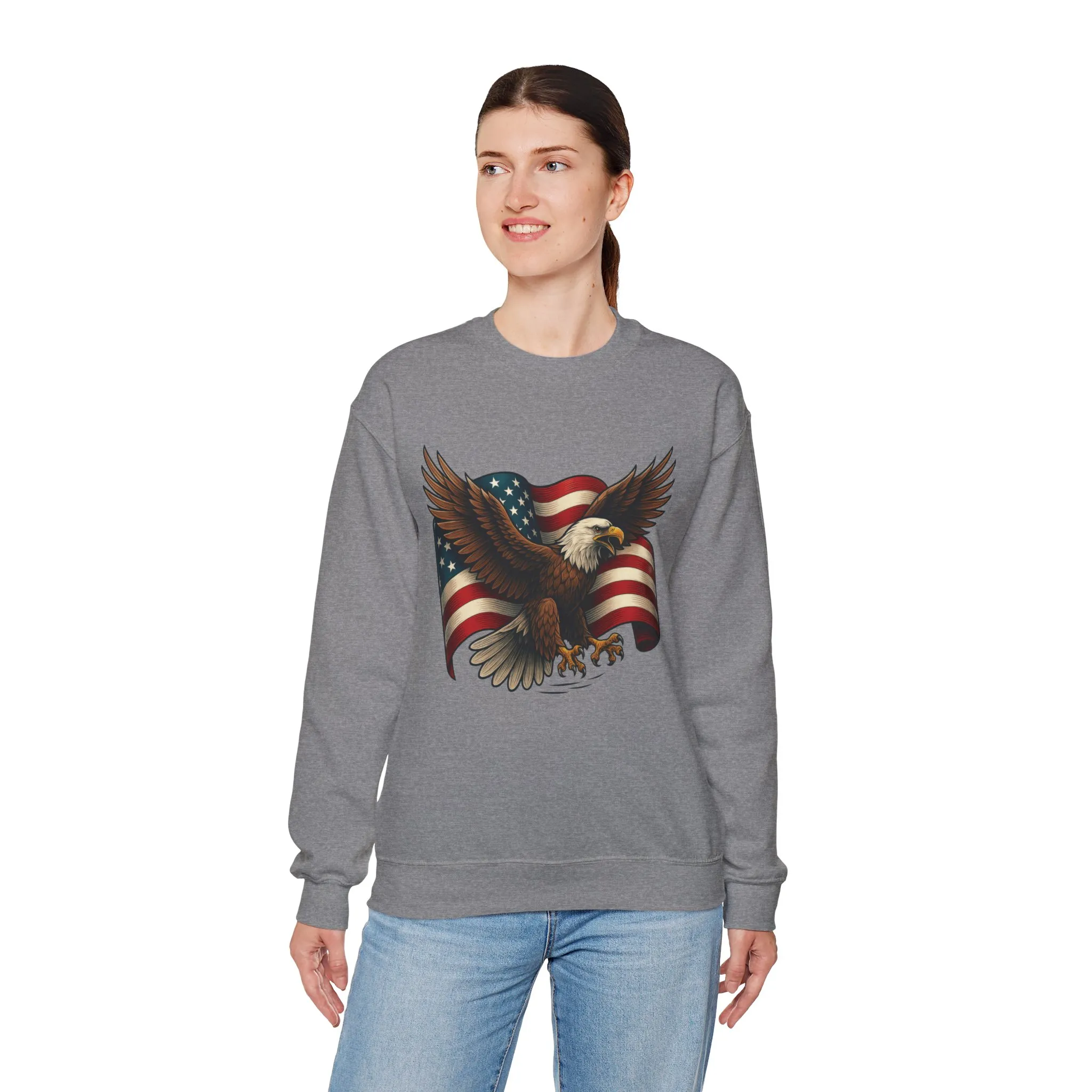 Patriotic Eagle Sweatshirt - Unisex Crewneck, USA Flag Apparel, Memorial Day, Veteran's Day, Independence Day, Gift for Patriots - Image 11