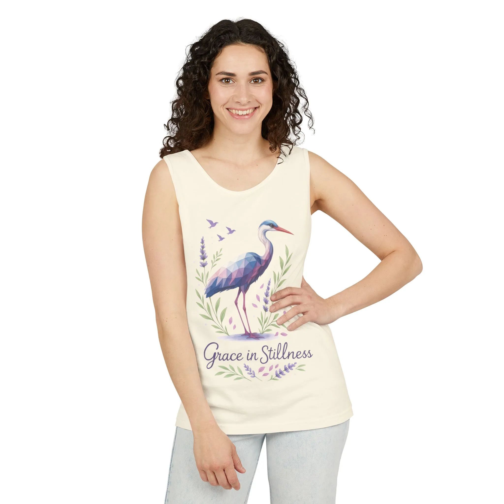 Polygonal Heron Graphic Tank, Womens Artistic Bird Summer Top, Geometric Crane, Bird Lovers Gift, Yoga Shirt, Fitness Apparel, Casual Wear - Image 30