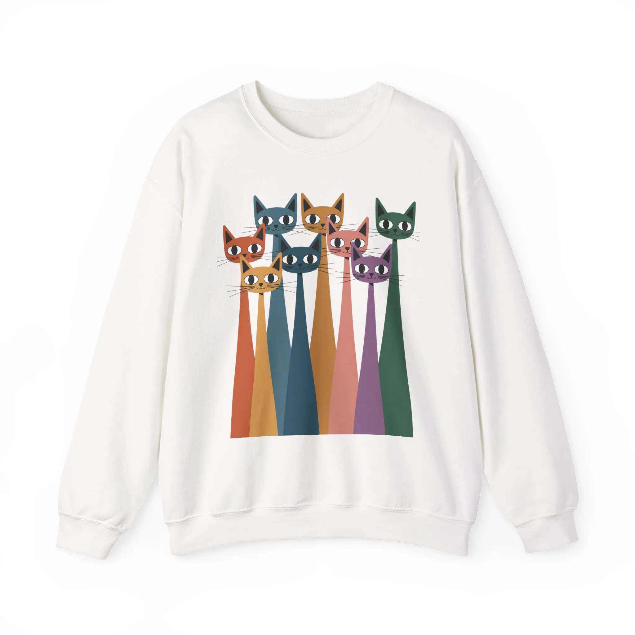Colorful Cat Sweatshirt, Cozy Crewneck, Cat Lover Gift, Womens Sweatshirt, Cute Animal Apparel, Fun Gift for Cat Owners - Image 2