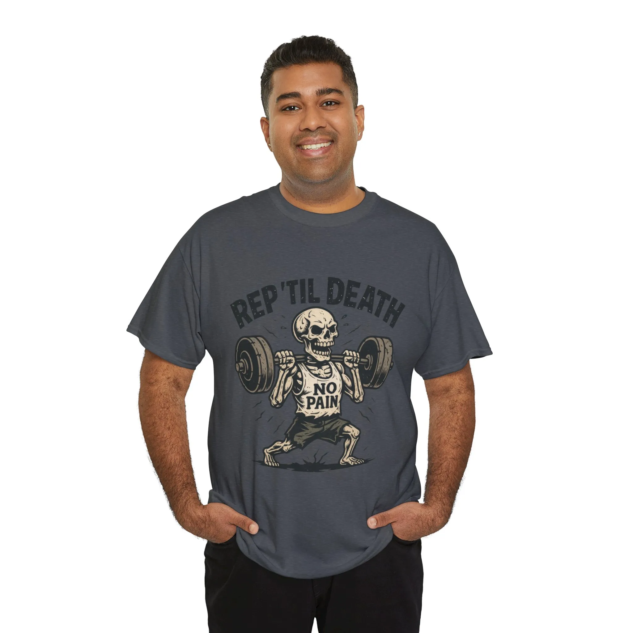 Mens Hardcore Fitness Shirt, No Pain Skeleton Workout Tee, Shirt for Fitness Lovers, Humor Gift for Bodybuilders, Rep Til Death Workout Tee - Image 17