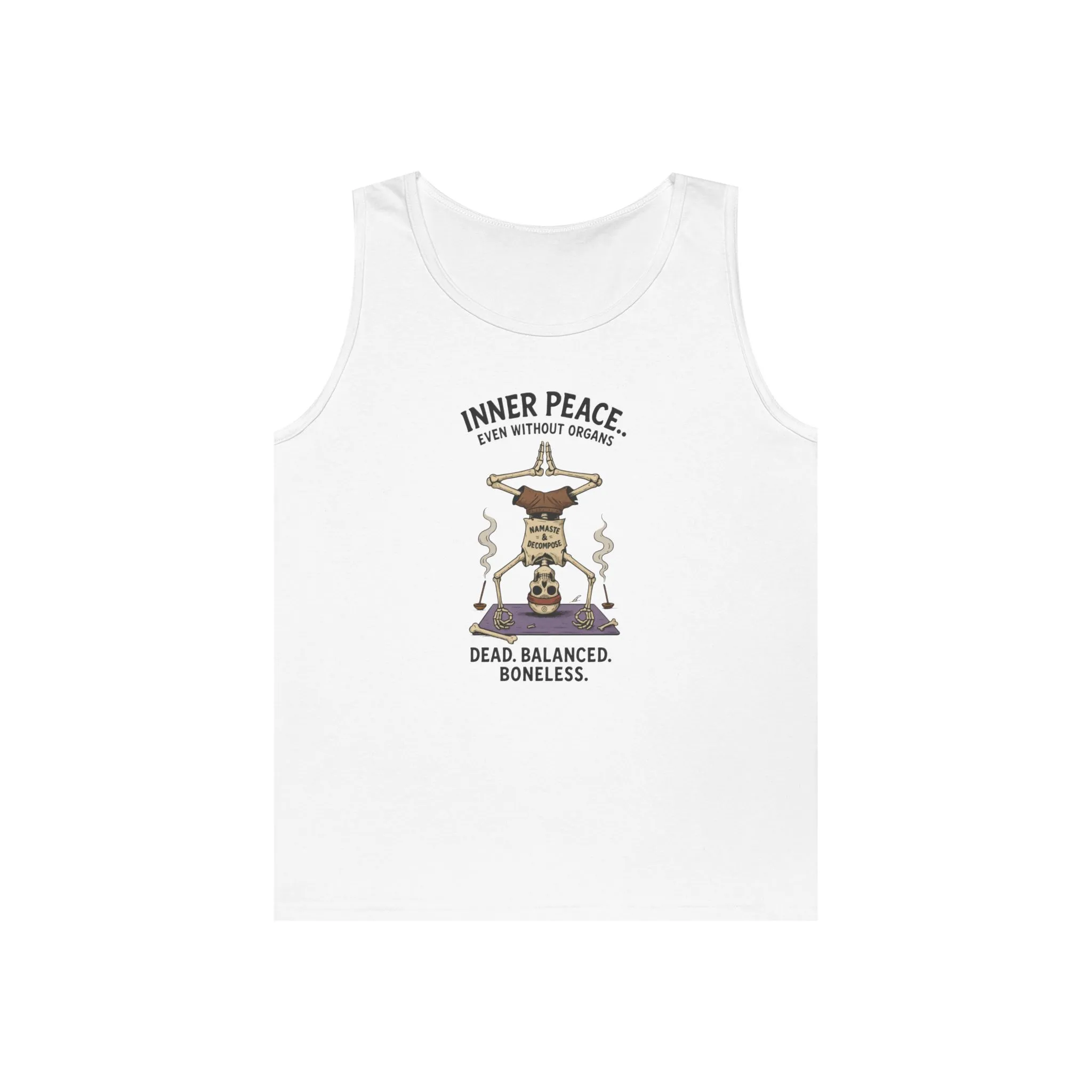 Inner Peace Skeleton Yoga Unisex Tank Top, Dark Humor Meditation Tee, Gift for Mindfulness Lovers, Yoga Shirt, Peaceful Vibes - Image 4
