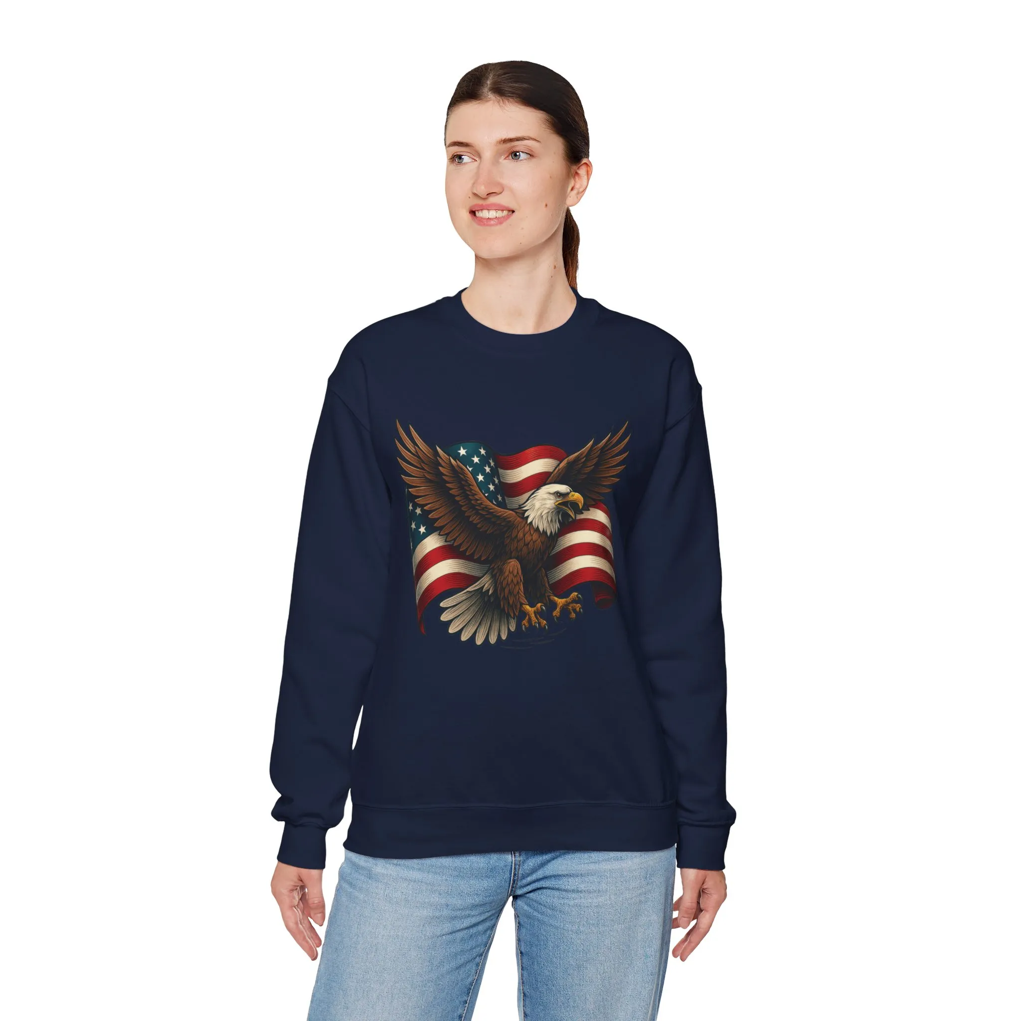 Patriotic Eagle Sweatshirt - Unisex Crewneck, USA Flag Apparel, Memorial Day, Veteran's Day, Independence Day, Gift for Patriots - Image 43