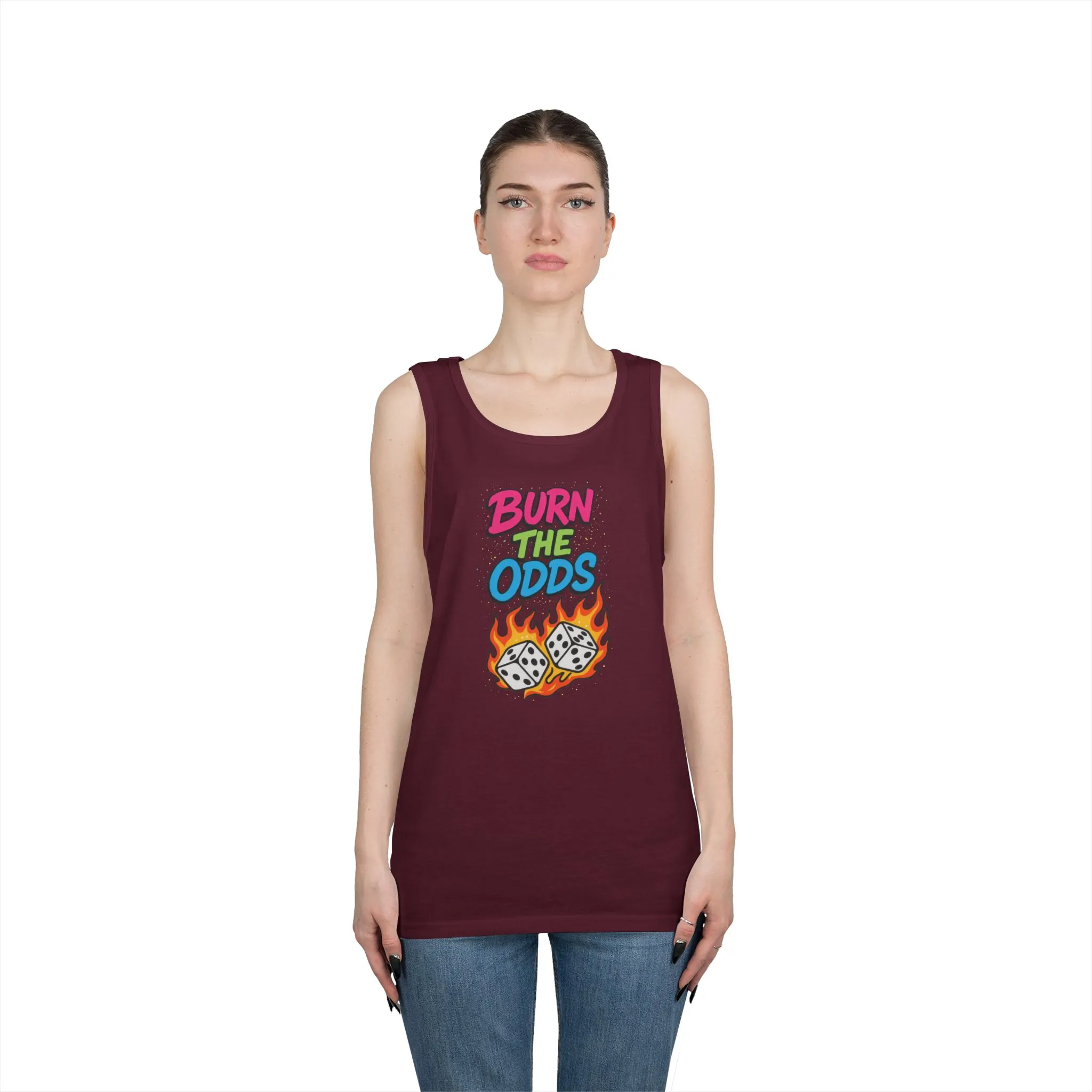 Burn the Odds Tank Top, Casual Summer Wear, Gaming Gift, Dice Design Tee, Gift for Gamers, Funny Tank, Perfect for Parties - Image 11