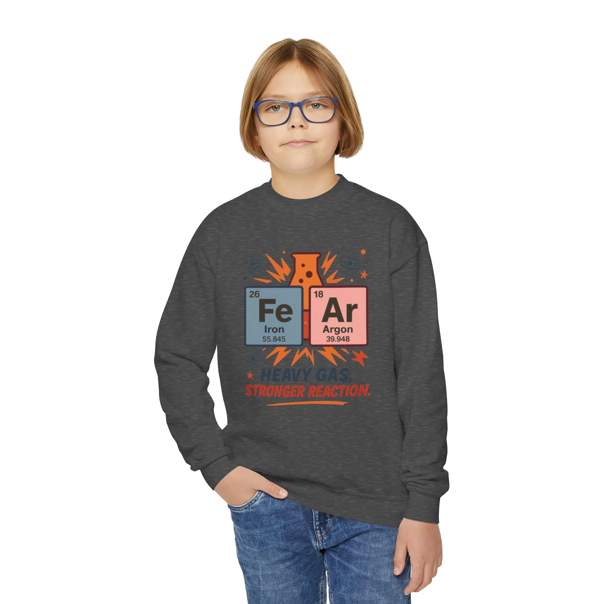 Youth Science Sweatshirt for Kids, Funny Chemistry Gift, Heavy Gas Reaction Crewneck, Science Class Apparel, Educational Sweater - Image 2