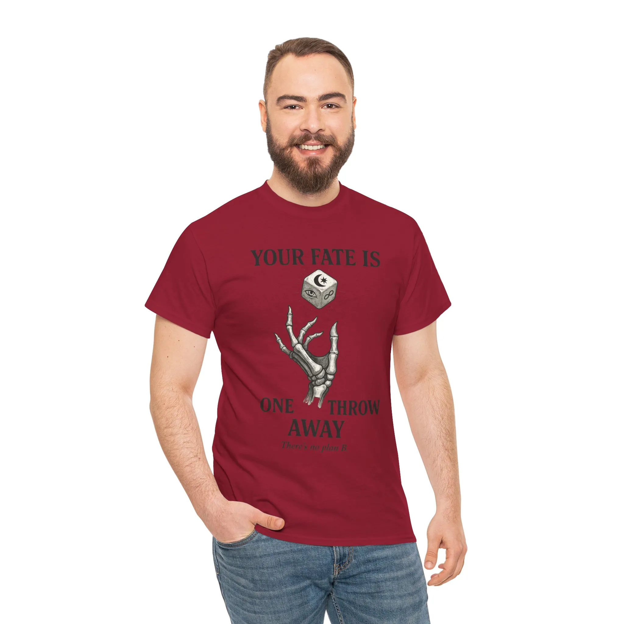 Your Fate Mens Heavy Cotton Tee, Skeleton Dice Graphic T-Shirt, Trendy Gift for Gamers, Gambling Tee, Unique Quote Apparel - Image 26