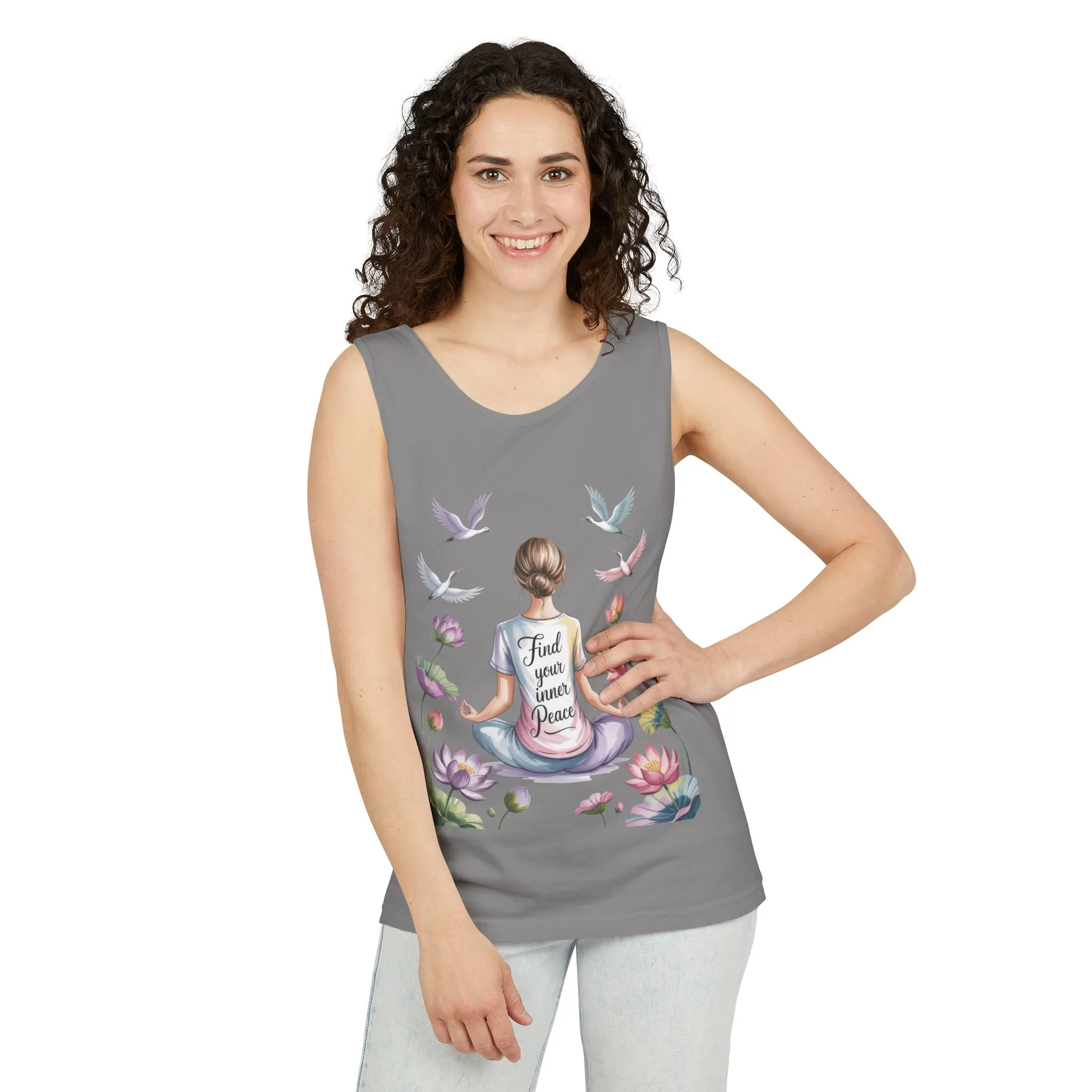 Meditation Floral Womens Tank Top, Find Your Inner Peace, Yoga Apparel, Gift for Mindfulness, Summer Relaxed Wear - Image 26