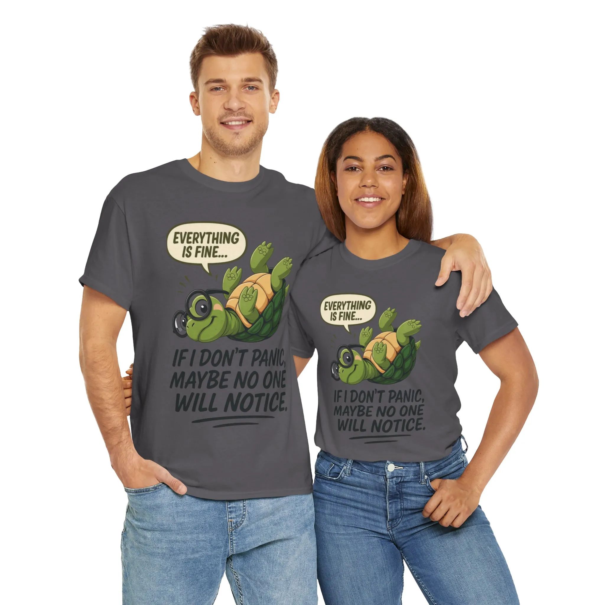 Everything is Fine Turtle Tee, Funny Unisex Cotton Tee, Cute Animal Shirt, Social Anxiety Joke, Great for Humor, Positive message t-shirt - Image 22