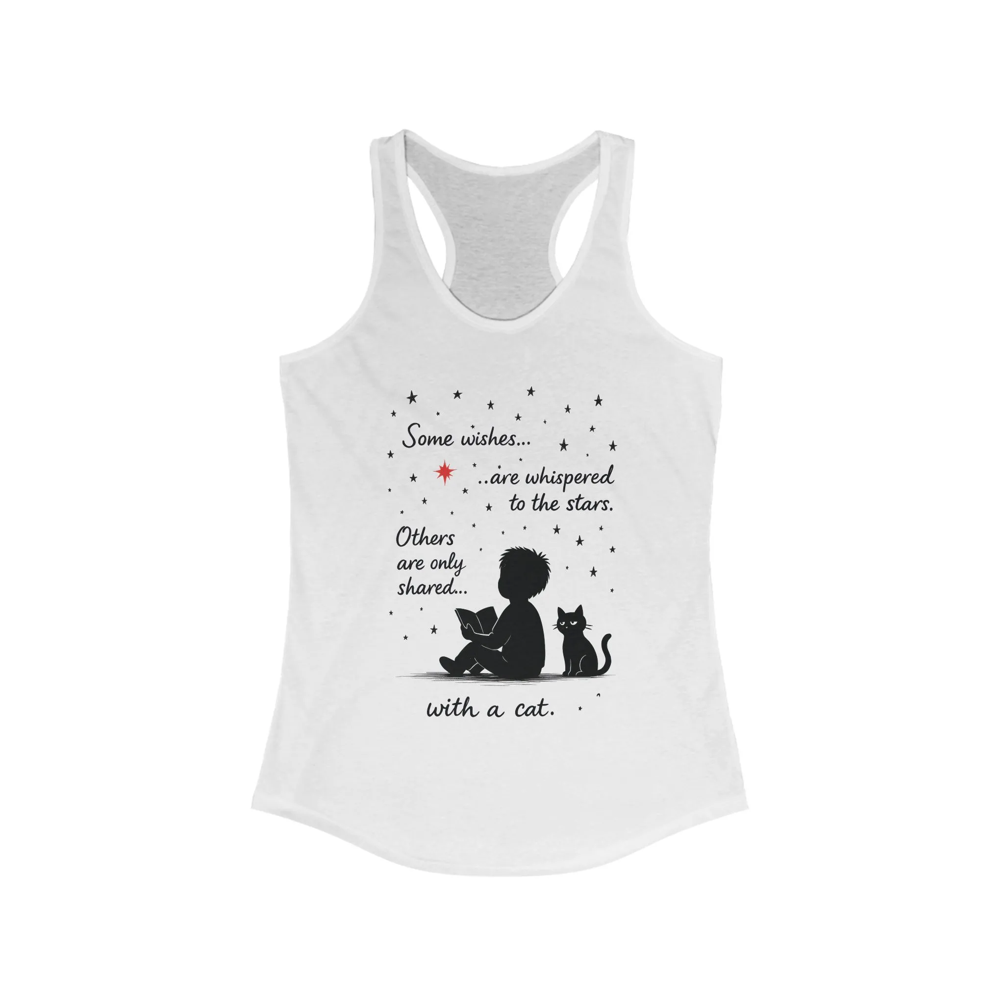 Whimsical Cat Themed Women's Racerback Tank - Perfect for Cat Lovers, Birthday Gifts, Casual Wear, Cozy Nights, Star Gazing Events - Image 3