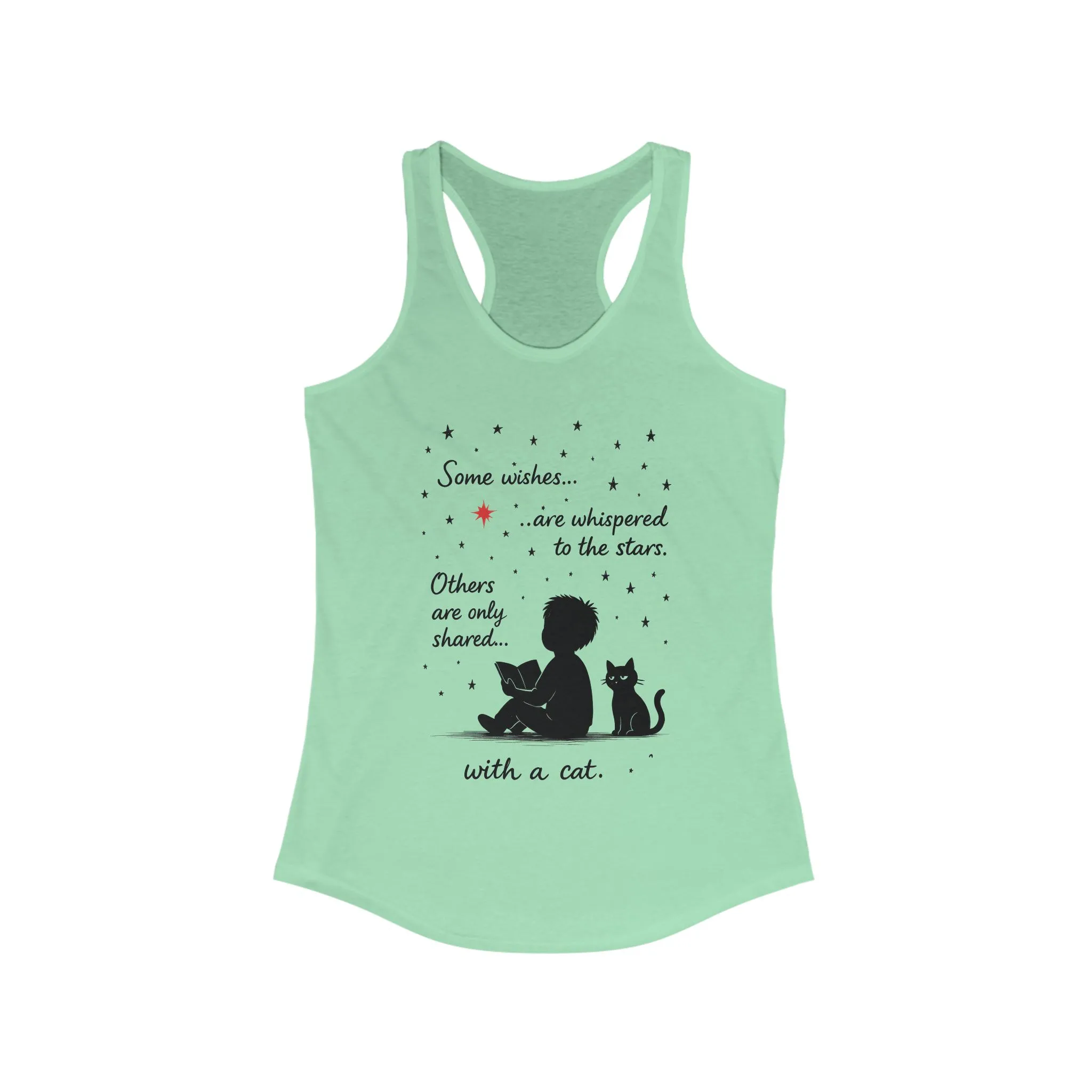 Whimsical Cat Themed Women's Racerback Tank - Perfect for Cat Lovers, Birthday Gifts, Casual Wear, Cozy Nights, Star Gazing Events - Image 11