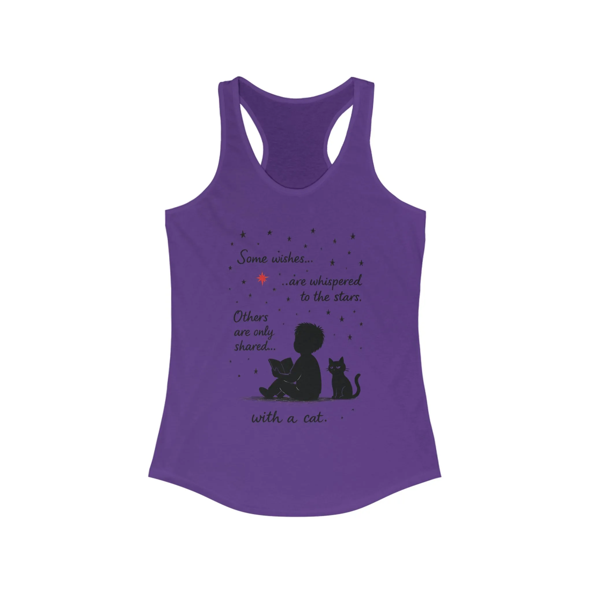 Whimsical Cat Themed Women's Racerback Tank - Perfect for Cat Lovers, Birthday Gifts, Casual Wear, Cozy Nights, Star Gazing Events - Image 17