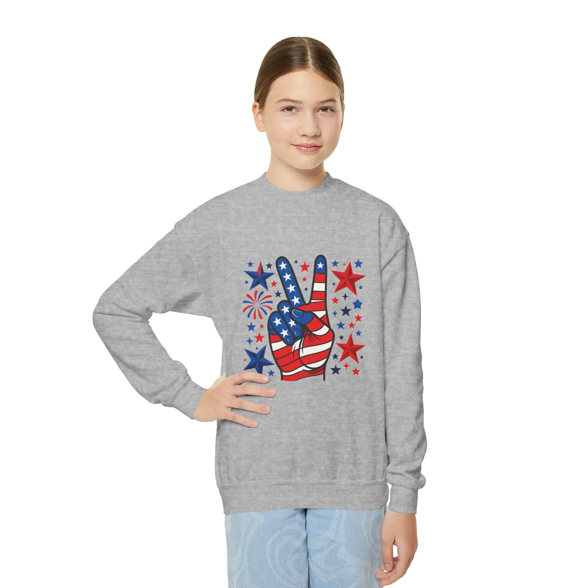 Patriotic Youth Crewneck Sweatshirt - Perfect for Independence Day, Camp, Summer Celebrations, School Spirit, and Everyday Comfort - Image 3