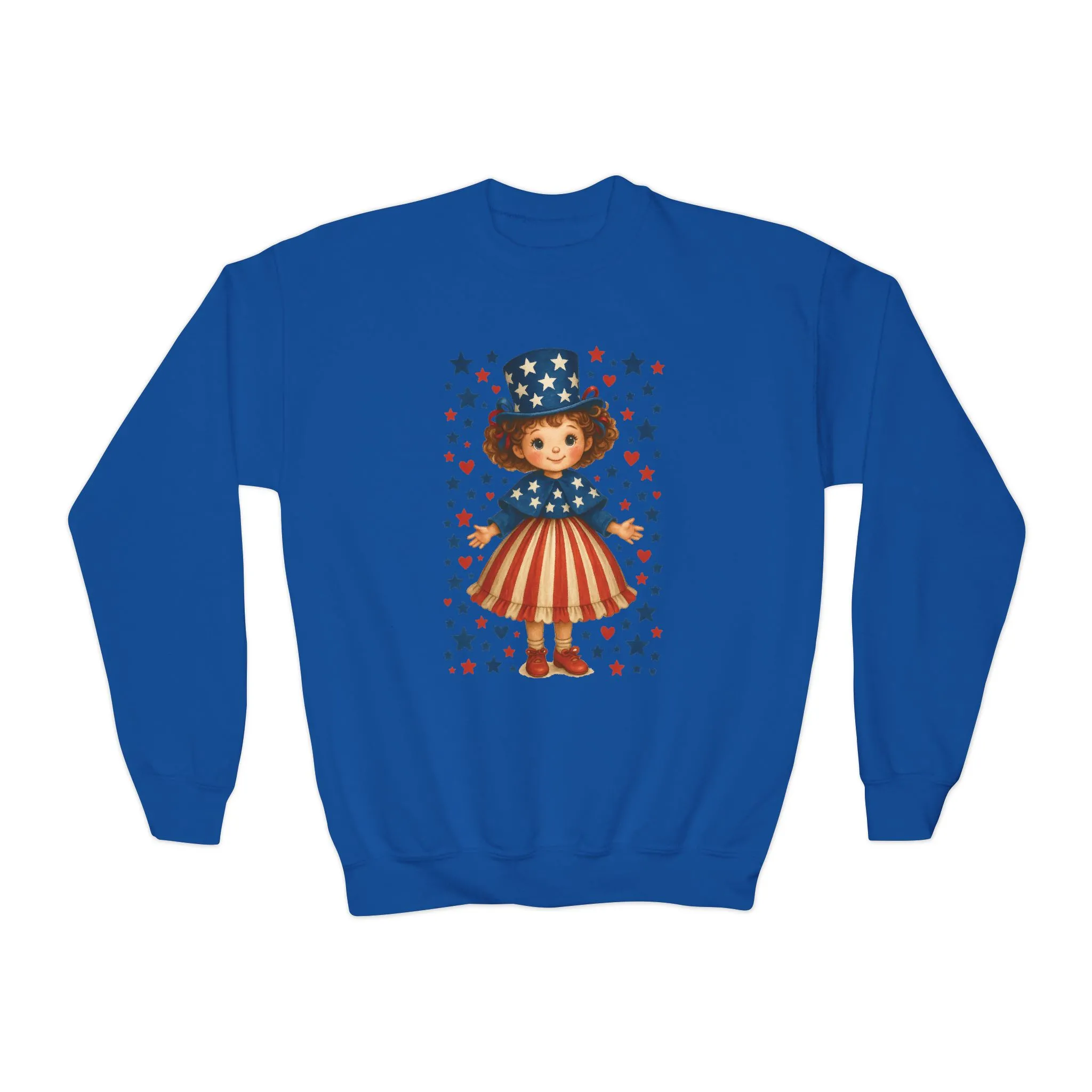 Youth Patriotic Crewneck Sweatshirt, Kids American Flag Sweatshirt, 4th of July, Independence Day Gift, Stars and Stripes - Image 7