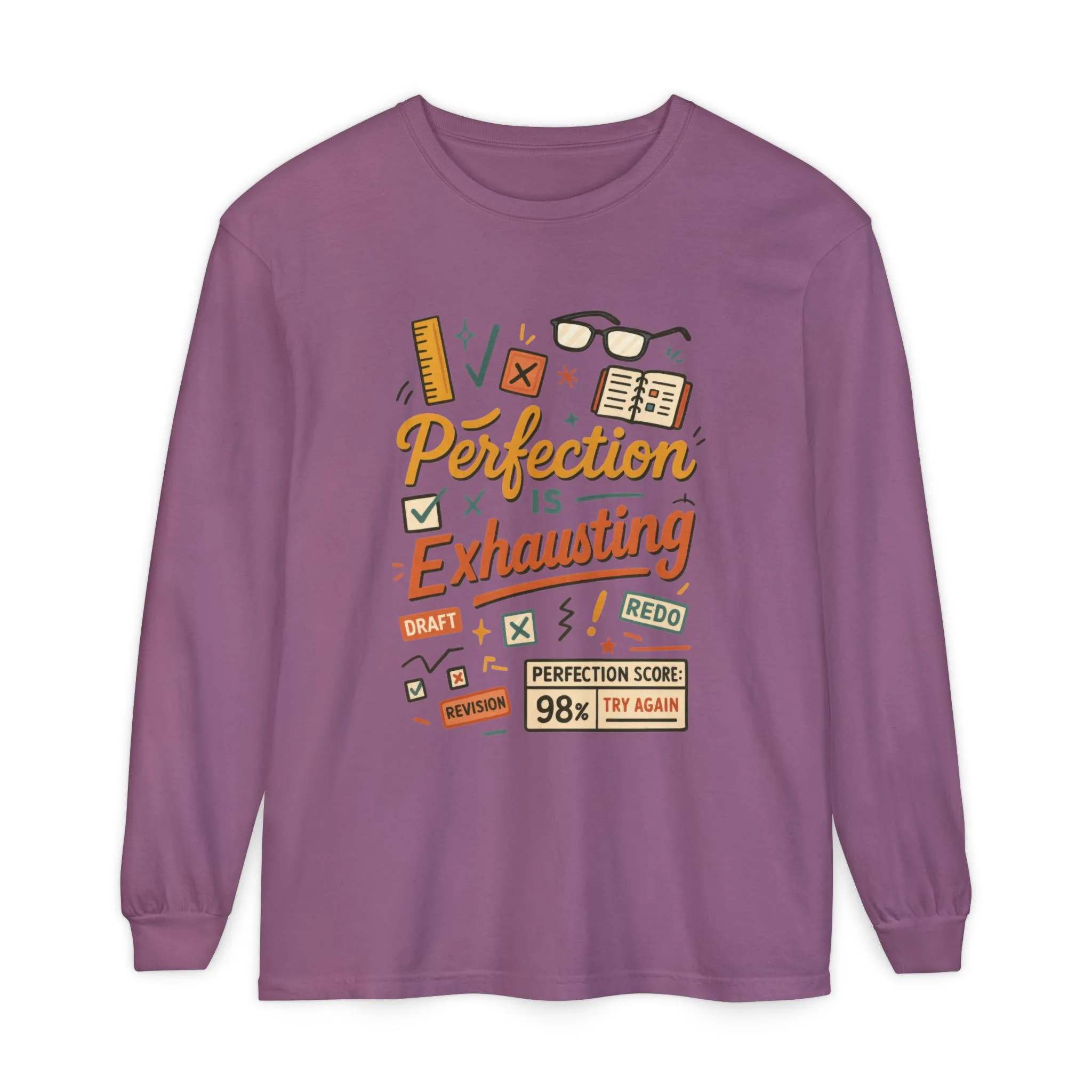 Stress Relief Long Sleeve Tee, Perfect for Perfectionists, Humorous Gift, Back-to-School, Gift for Graduates, Motivational Apparel - Image 40