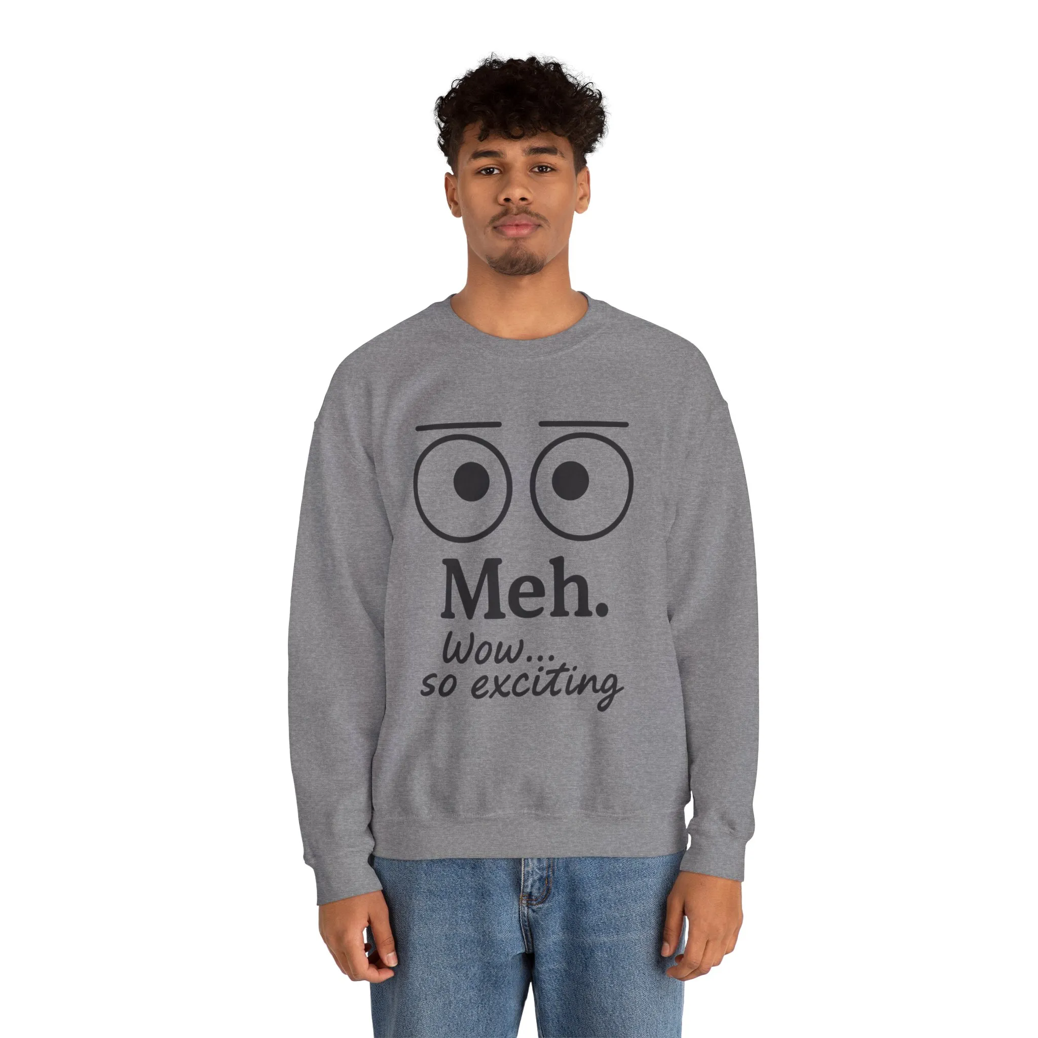 Mens Heavy Blend Crewneck with 'Meh' Design, Comfortable Apparel for Everyday Wear, Perfect for Relaxing - Image 14