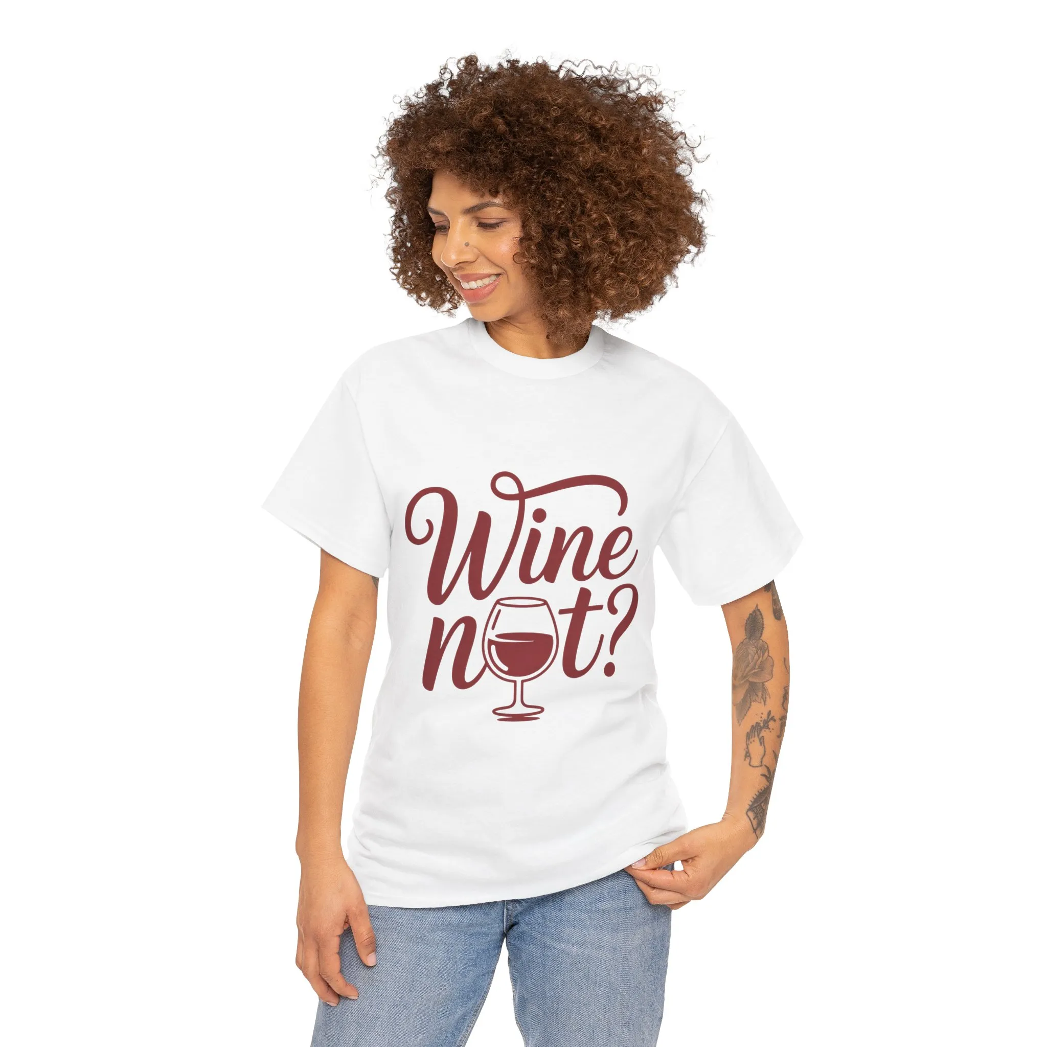 Funny Wine Lover Shirt, Wine Not Graphic Tee, Unisex Heavy Cotton T-Shirt, Pun Shirt for Wine Drinkers & Party Vibes, Gift for Wine-tasting - Image 3