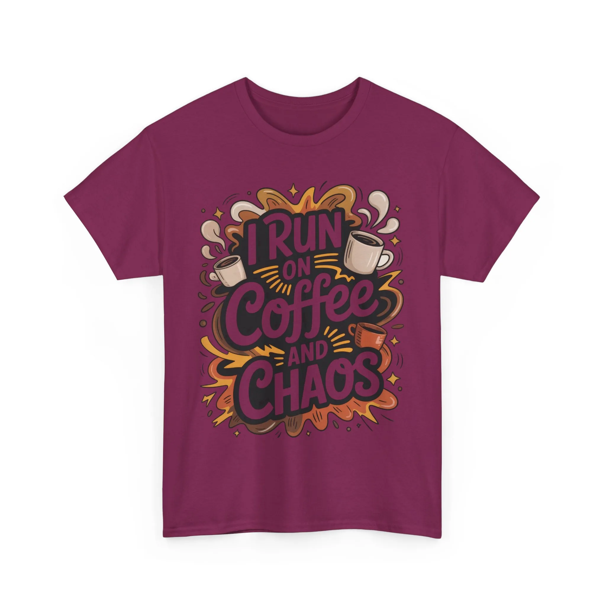 Run on Coffee and Chaos Tee, Unisex Cotton T-Shirt, Coffee Lover Gift, Casual Wear, Perfect for Relaxing Days - Image 18