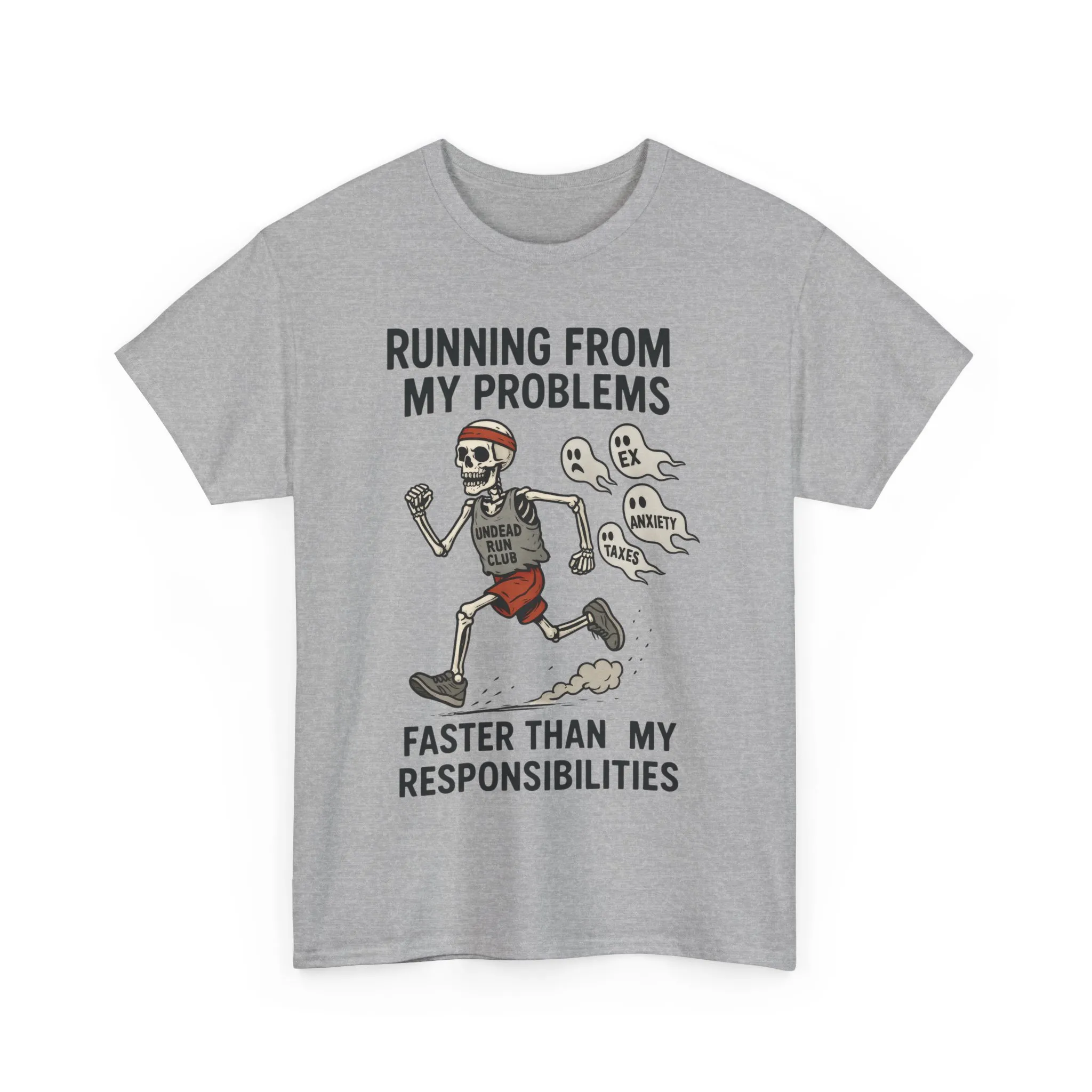 Skeleton Runner Tee for Men, Undead Jogging Club Shirt, Halloween T-Shirt, Gift for Runners, Anxiety Humor Gift - Image 7
