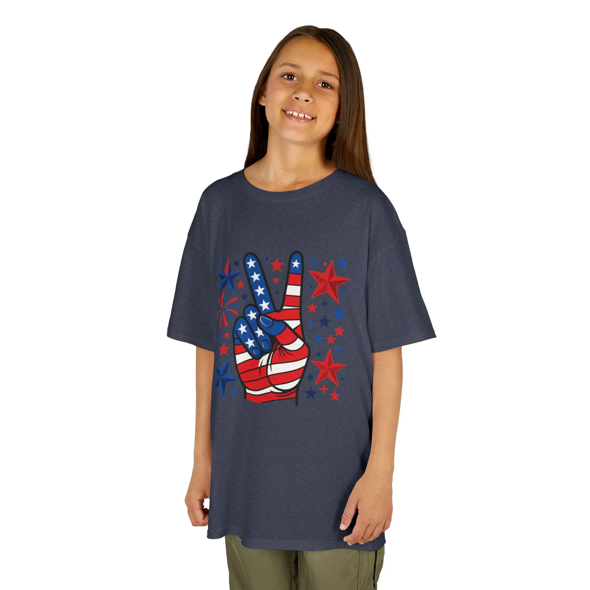 Kids Peace Sign Tee, Patriotic Children's T-Shirt, Americana Style Tee, July 4th Outfit, Independence Day Gift, Star-Spangled Shirt - Image 21
