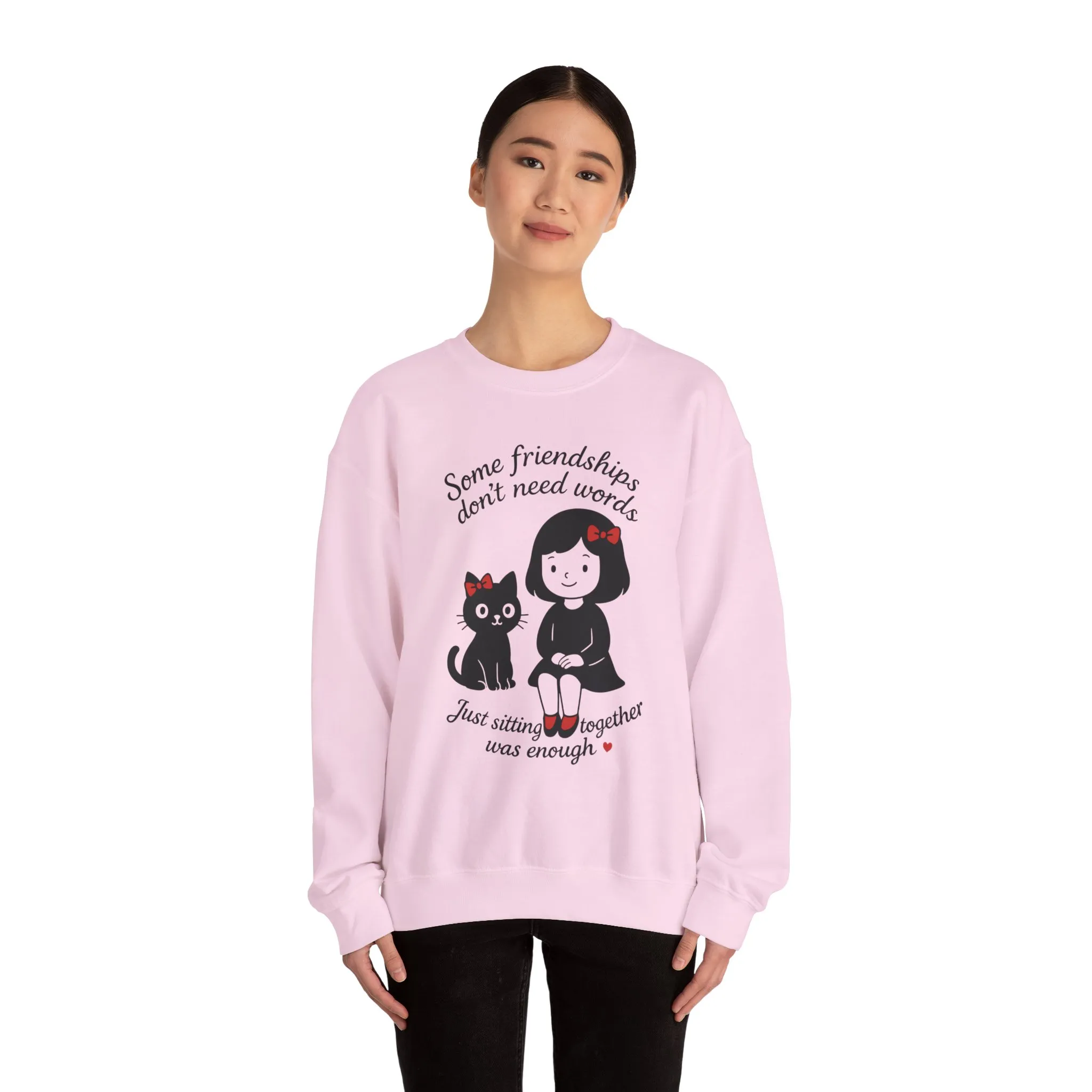 Friendship Womens Sweatshirt - Cozy Womens Crewneck with Cute Cat Design, Perfect Gift for Cat Lovers, Friendship Day, Casual Wear