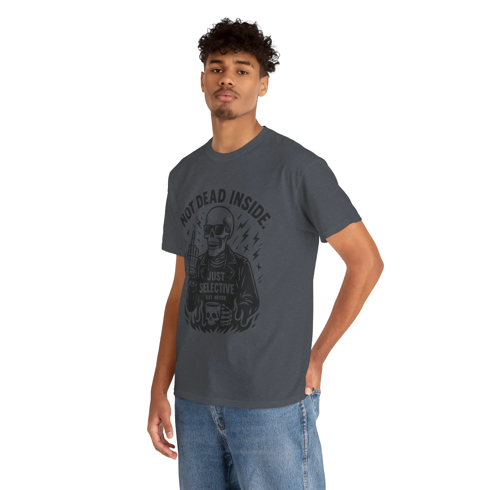 Mens Dark Humor Graphic Shirt, Not Dead Inside, Funny Graphic Shirt for Casual Wear, Gifts for Him, Halloween, Occasions, Funny Skeleton Tee - Image 27
