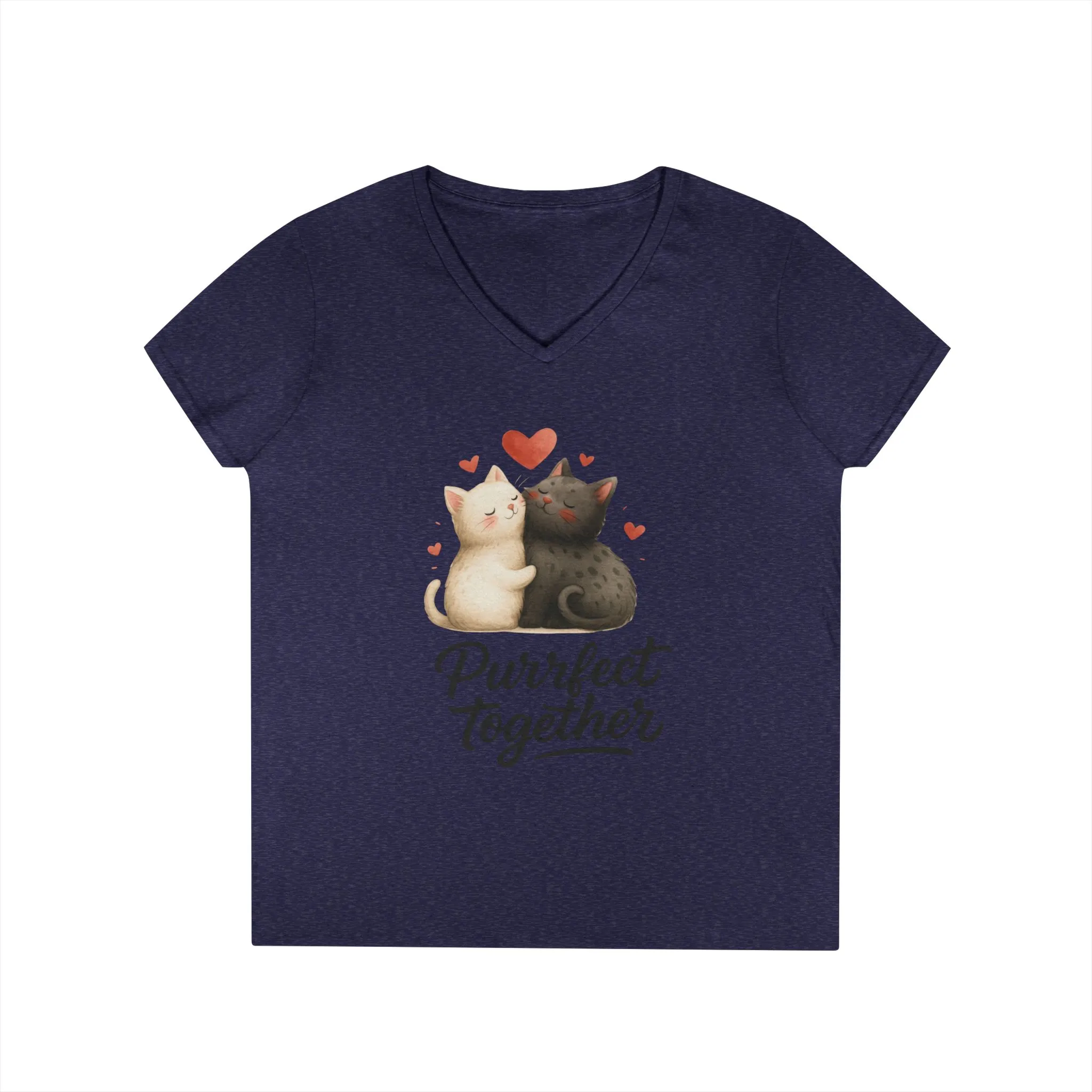 Cute Cat Love V-Neck T-Shirt, Animal Lover Gift, Valentine's Day Shirt, Cat Mom Gift, Cute Graphic Tee - Image 16