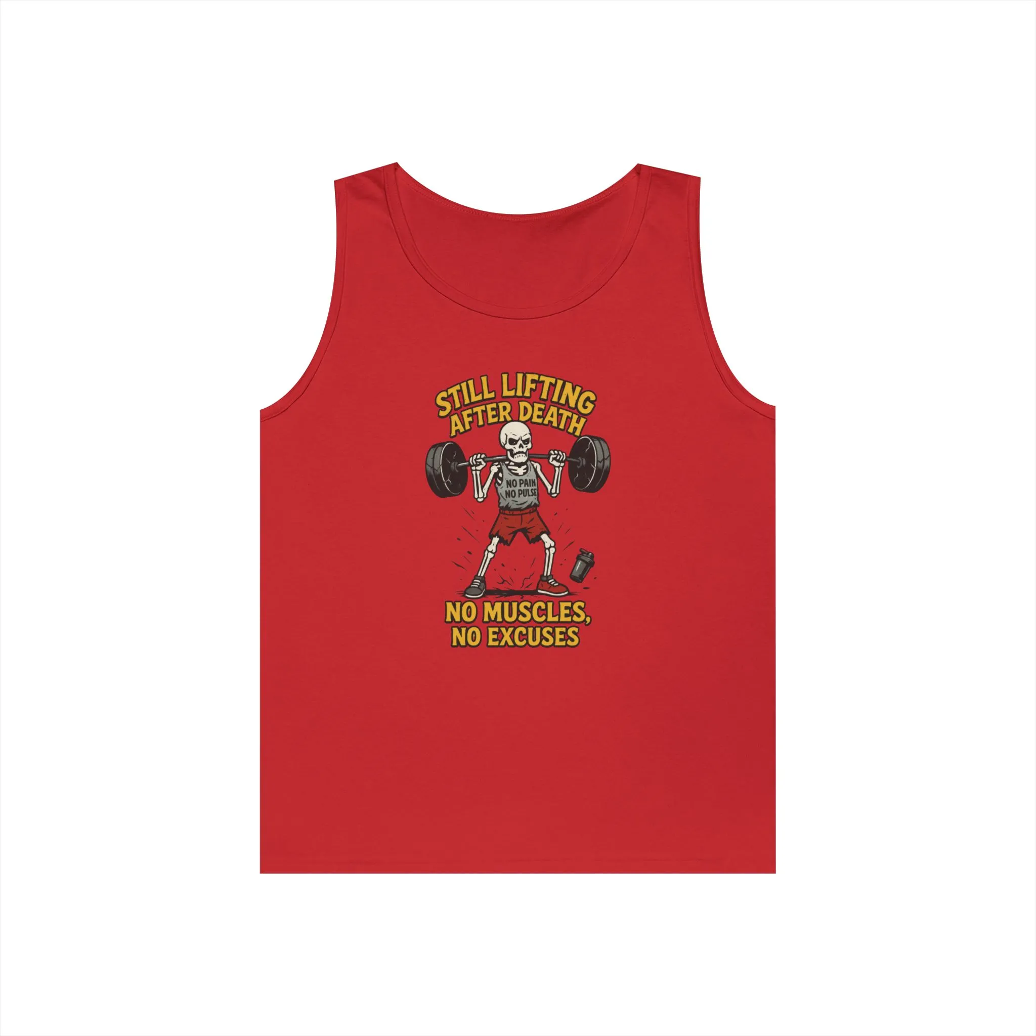 Funny Skeleton Gym Tank Top, Still Lifting After Death, Funny Workout Tee for Men, Fitness Gift, Halloween Apparel, Unisex Cotton Tank Top - Image 15