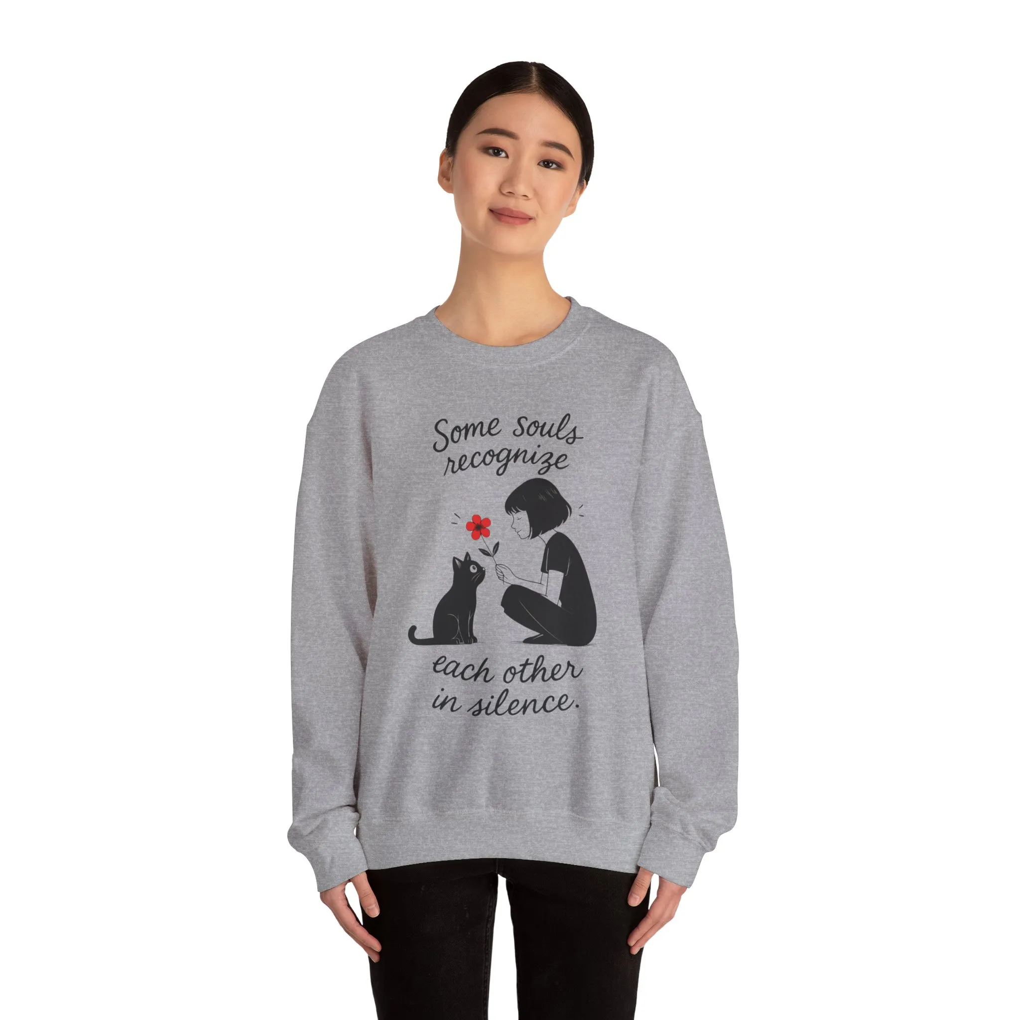 Soulful Cat and Human Crewneck Sweatshirt, Cozy Gift for Cat Lovers, Womens Sweatshirt, Animal Lover Apparel, Thoughtful Gift Idea - Image 14