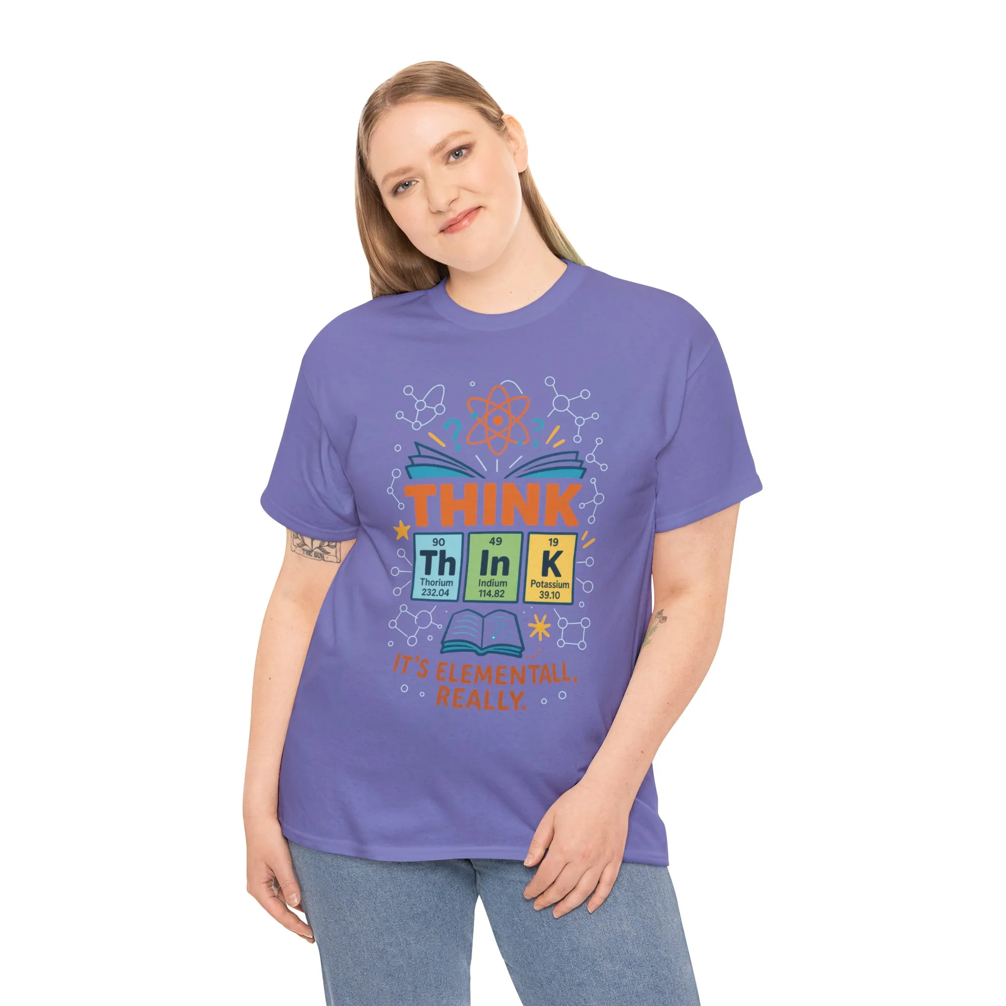 Smart Womens Science T-Shirt, THINK Periodic Table Tee, Funny Elemental Nerd Gift for Her, Graphic Tee for Science Lovers - Image 18