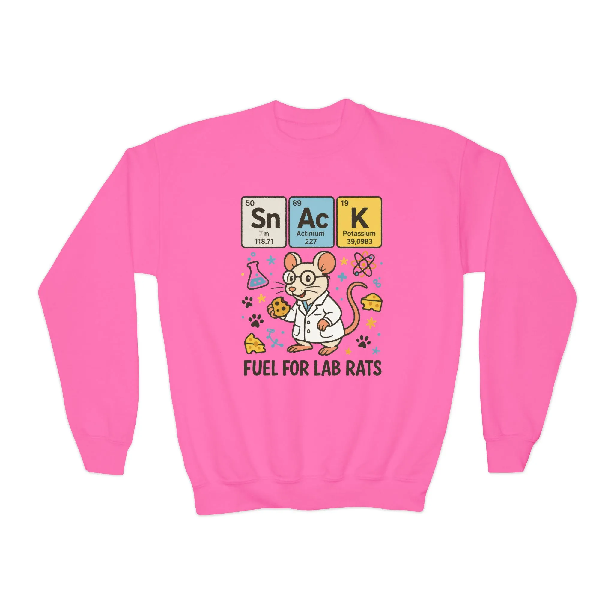 Youth Crewneck Sweatshirt - Fuel for Lab Rats, Cute Science Gift, Adorable Sweatshirt for Kids, Science Enthusiasts, Lab Rat Love - Image 16