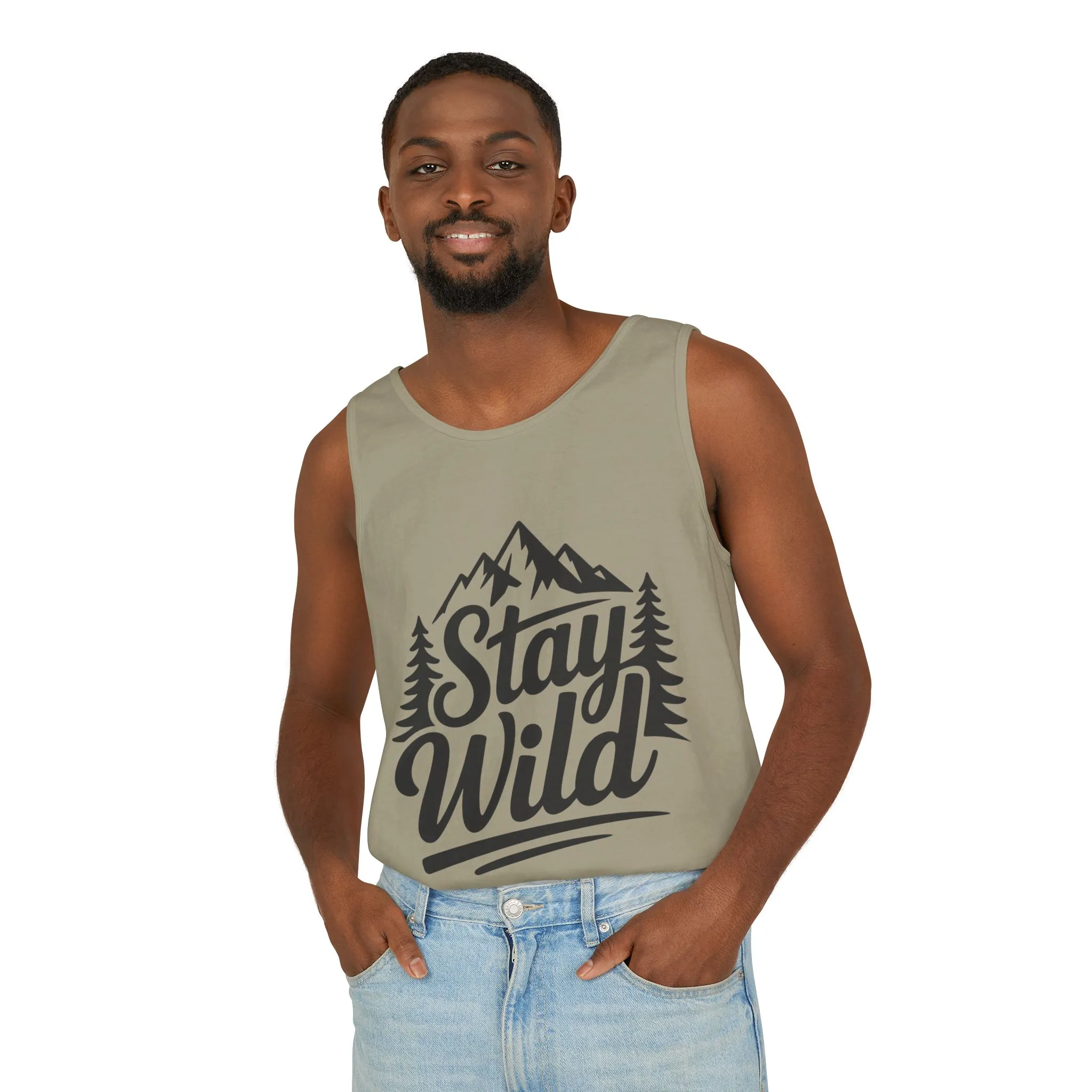 Stay Wild Garment-Dyed Mens Tank Top, Boho Summer Top, Adventure Shirt, Nature Lover Apparel, Gift for Hikers, Outdoor Clothing - Image 9