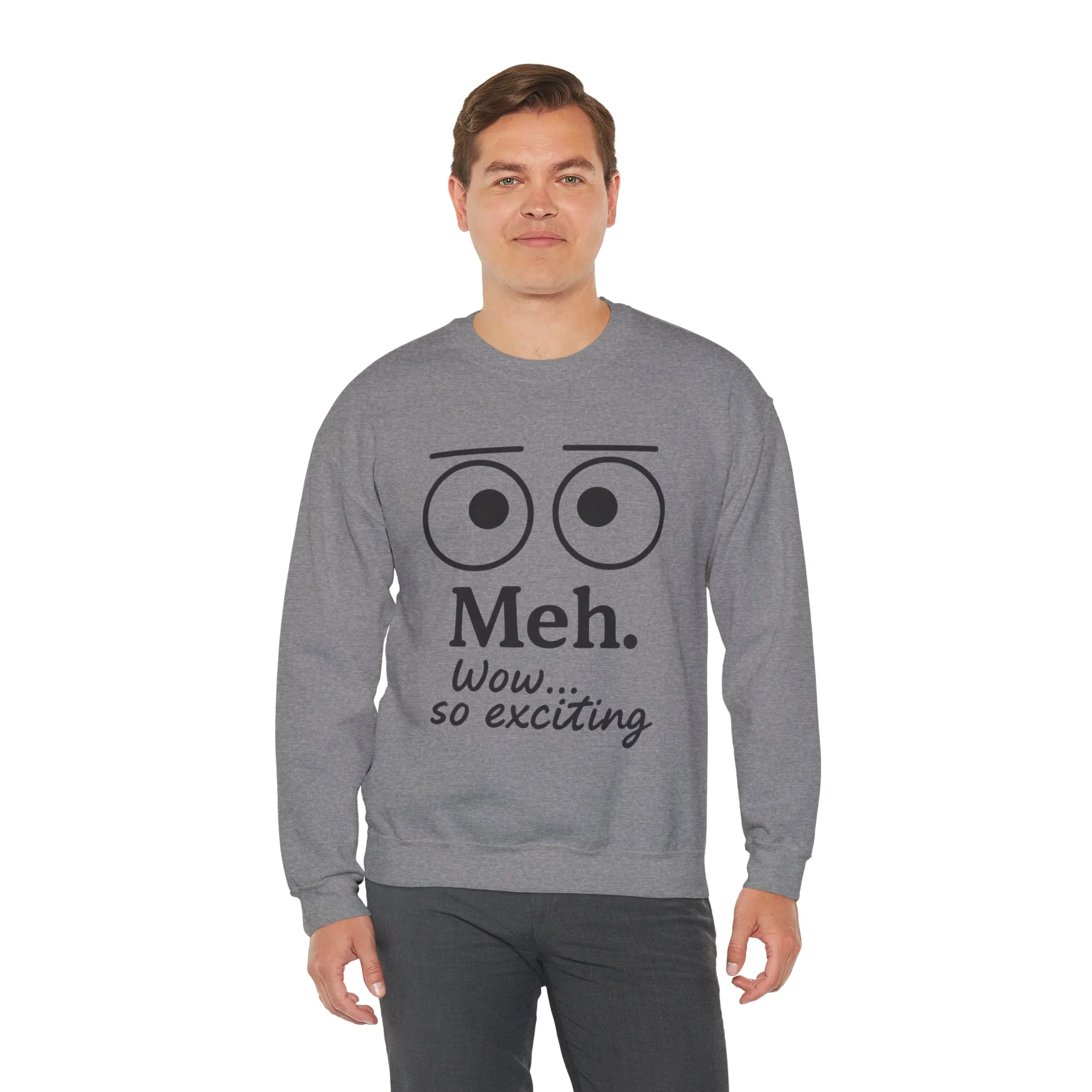Mens Heavy Blend Crewneck with 'Meh' Design, Comfortable Apparel for Everyday Wear, Perfect for Relaxing - Image 15