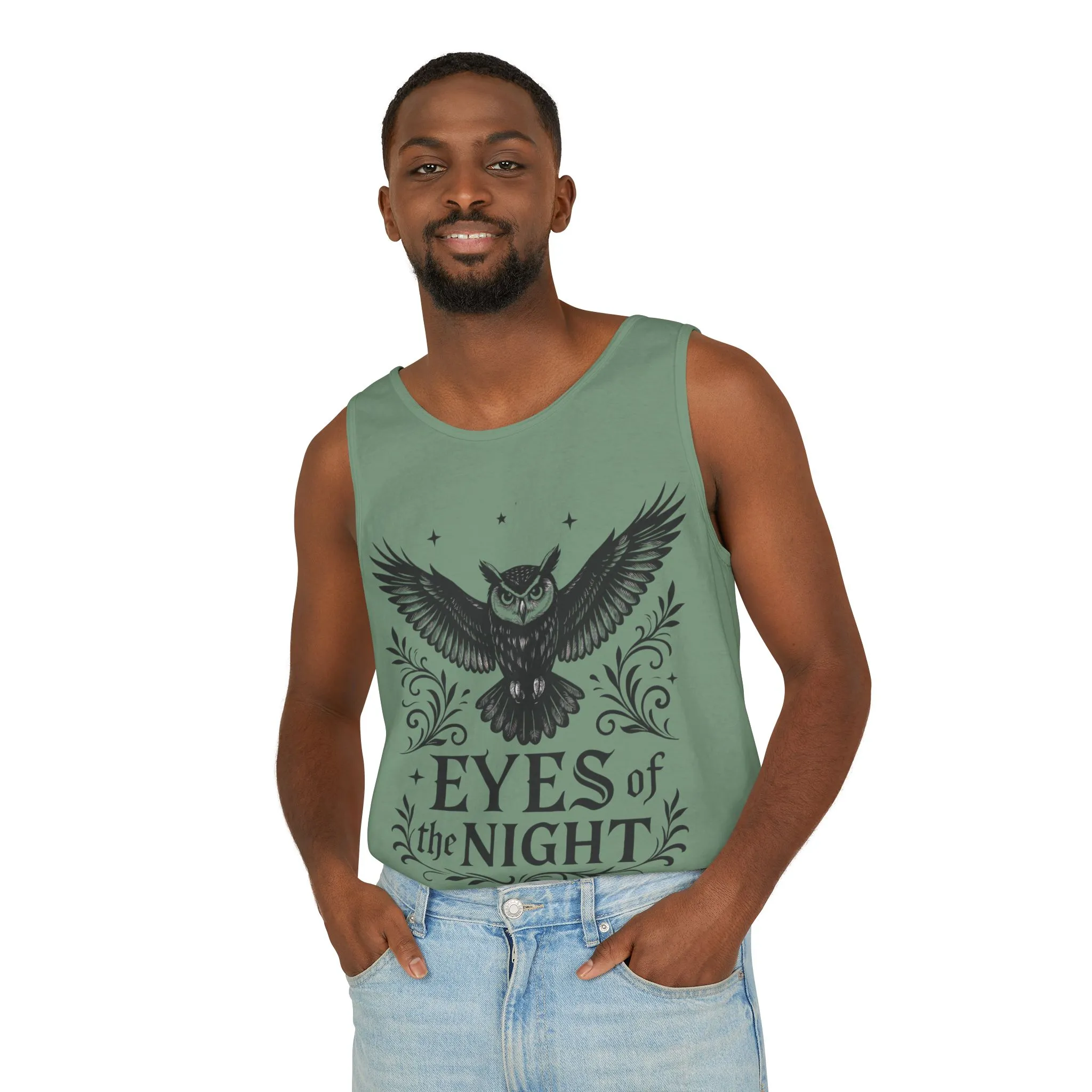 Eyes of the Night Owl Tank Top, Mens Summer Wear, Boho Aesthetic, Festival Outfit, Nature Lover Gift, Halloween Apparel - Image 20