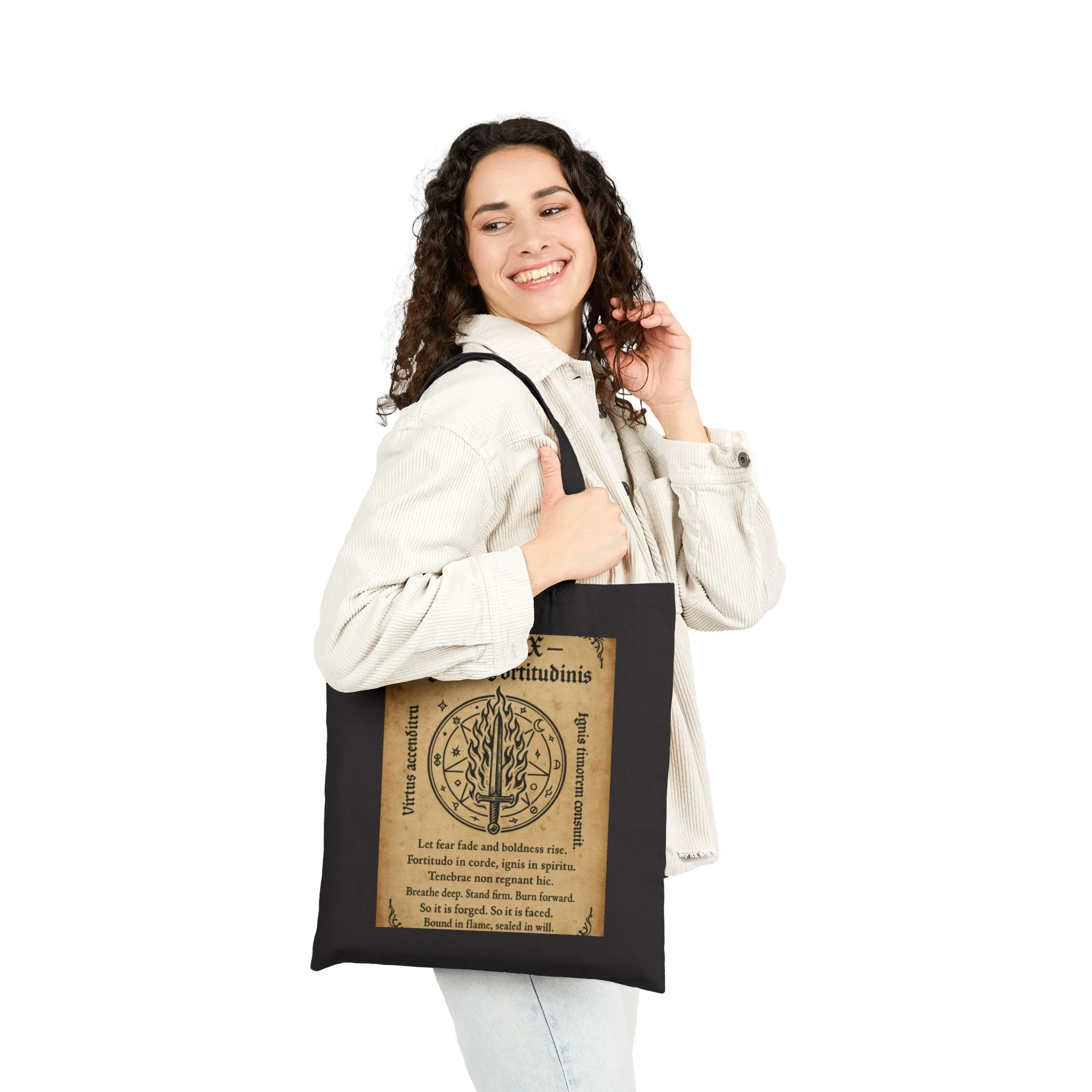 Sigil of Strength Tote Bag, Courage & Flame Symbol, Mystic Sword Ward, Witchy Canvas Bag, Fire Spell Art, Witchy Decor, Mystical Sigil Tote - Image 9