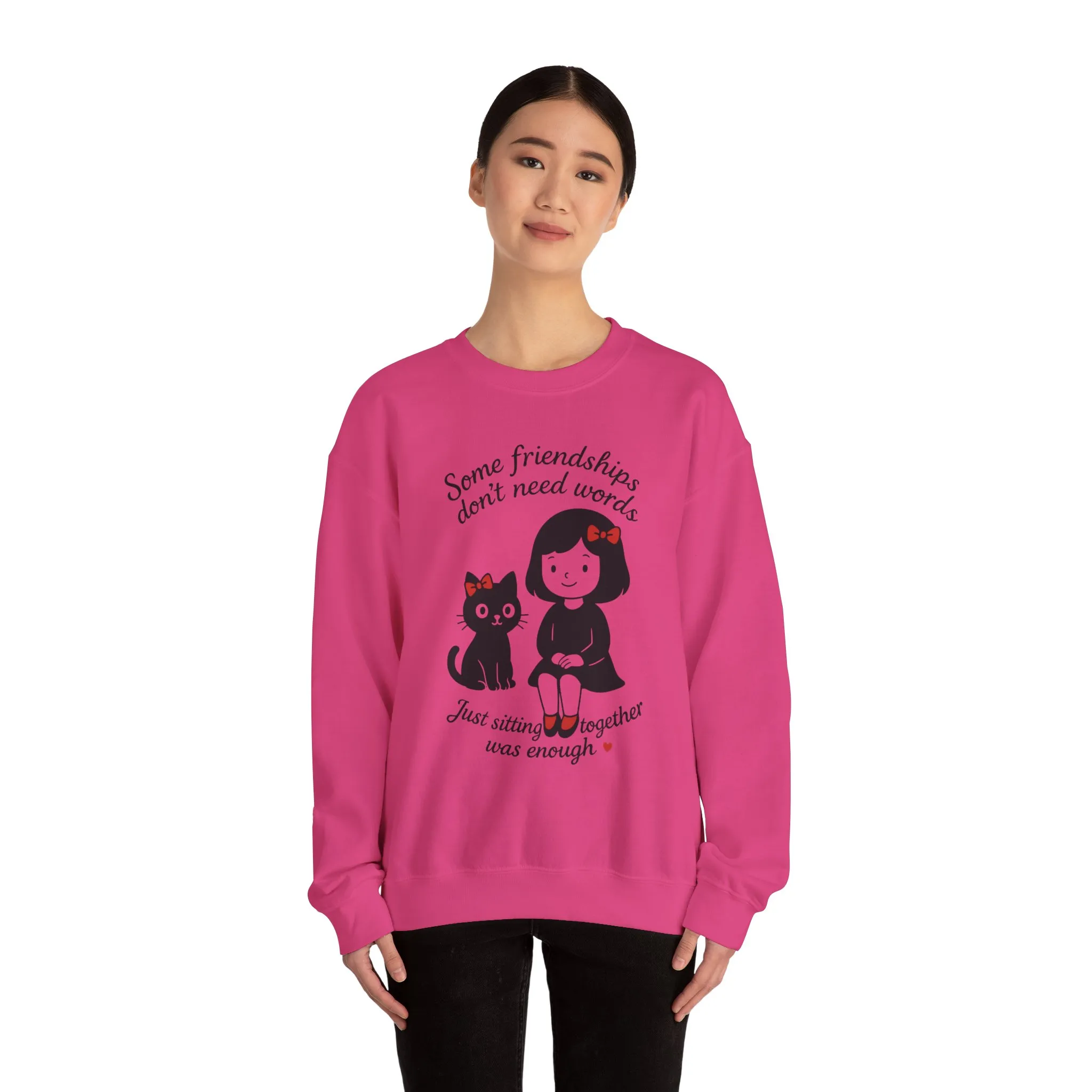 Friendship Womens Sweatshirt - Cozy Womens Crewneck with Cute Cat Design, Perfect Gift for Cat Lovers, Friendship Day, Casual Wear - Image 23