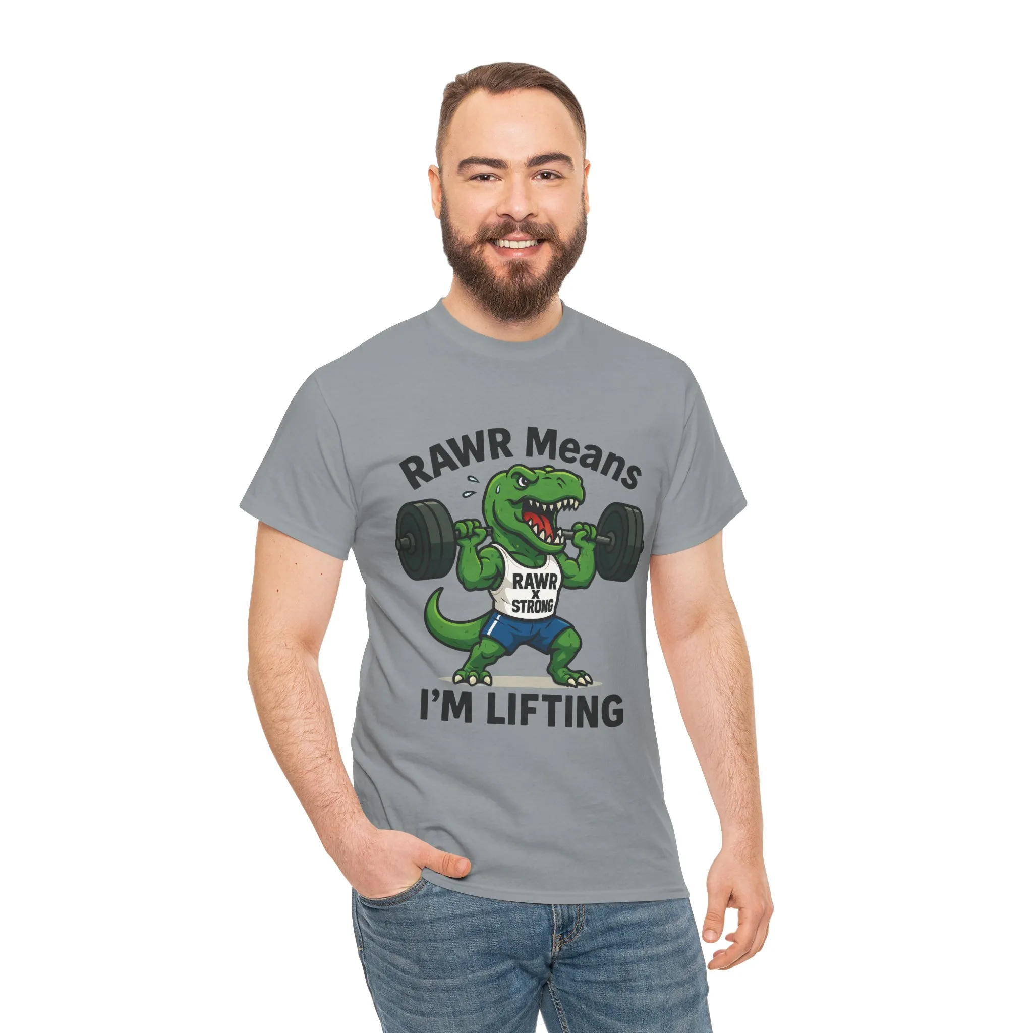 RAWR Gym Shirt for Men, Funny Dinosaur Lifting Tee, Workout Dino Fitness Gift, Barbell Humor Shirt, Motivational T-Shirt, Activewear - Image 32