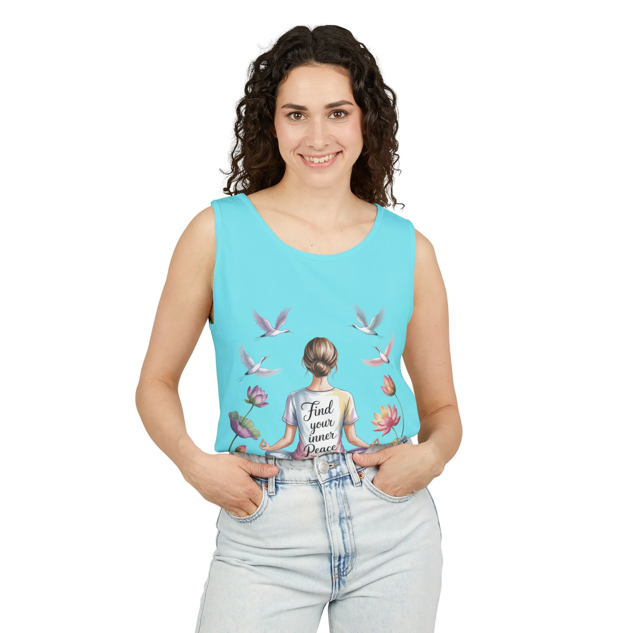 Meditation Floral Womens Tank Top, Find Your Inner Peace, Yoga Apparel, Gift for Mindfulness, Summer Relaxed Wear - Image 36
