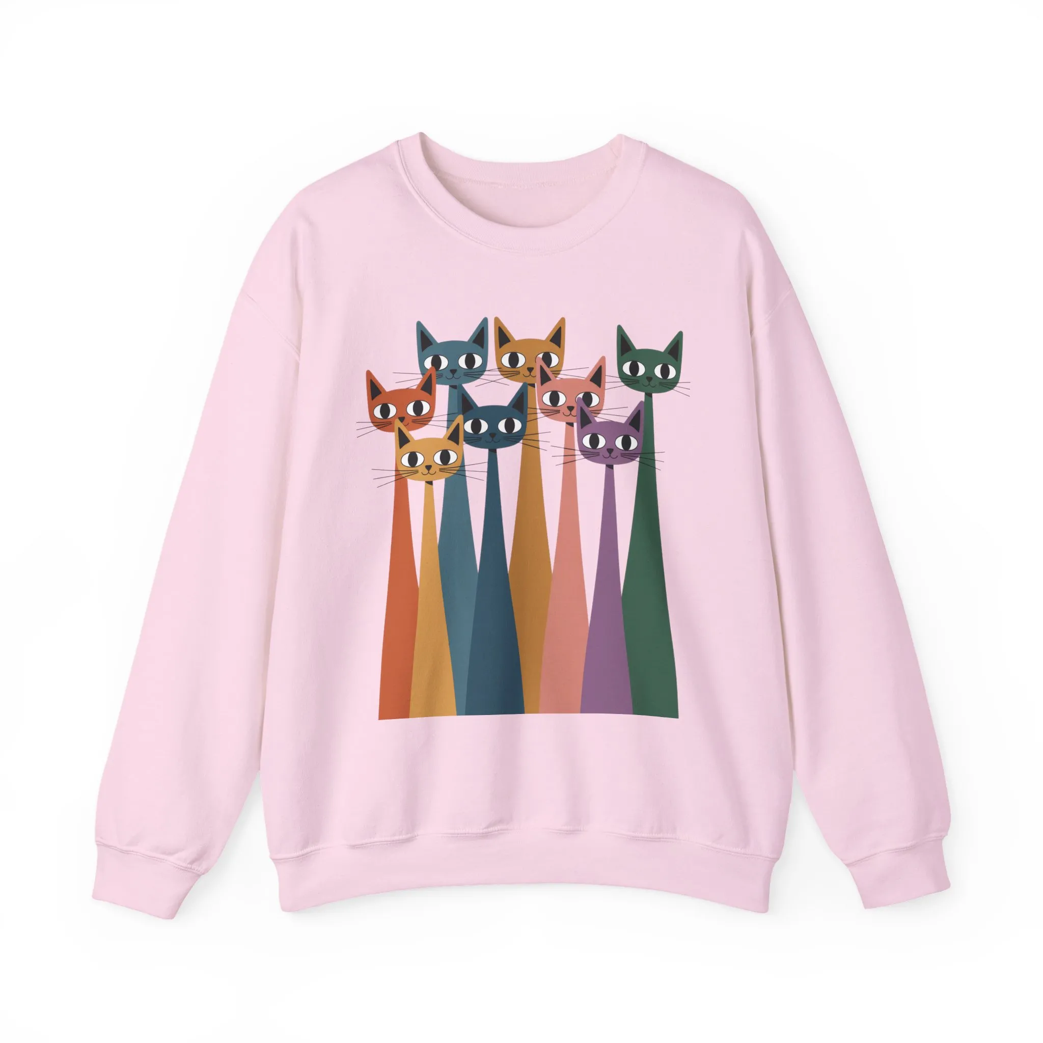 Colorful Cat Sweatshirt, Cozy Crewneck, Cat Lover Gift, Womens Sweatshirt, Cute Animal Apparel, Fun Gift for Cat Owners - Image 25
