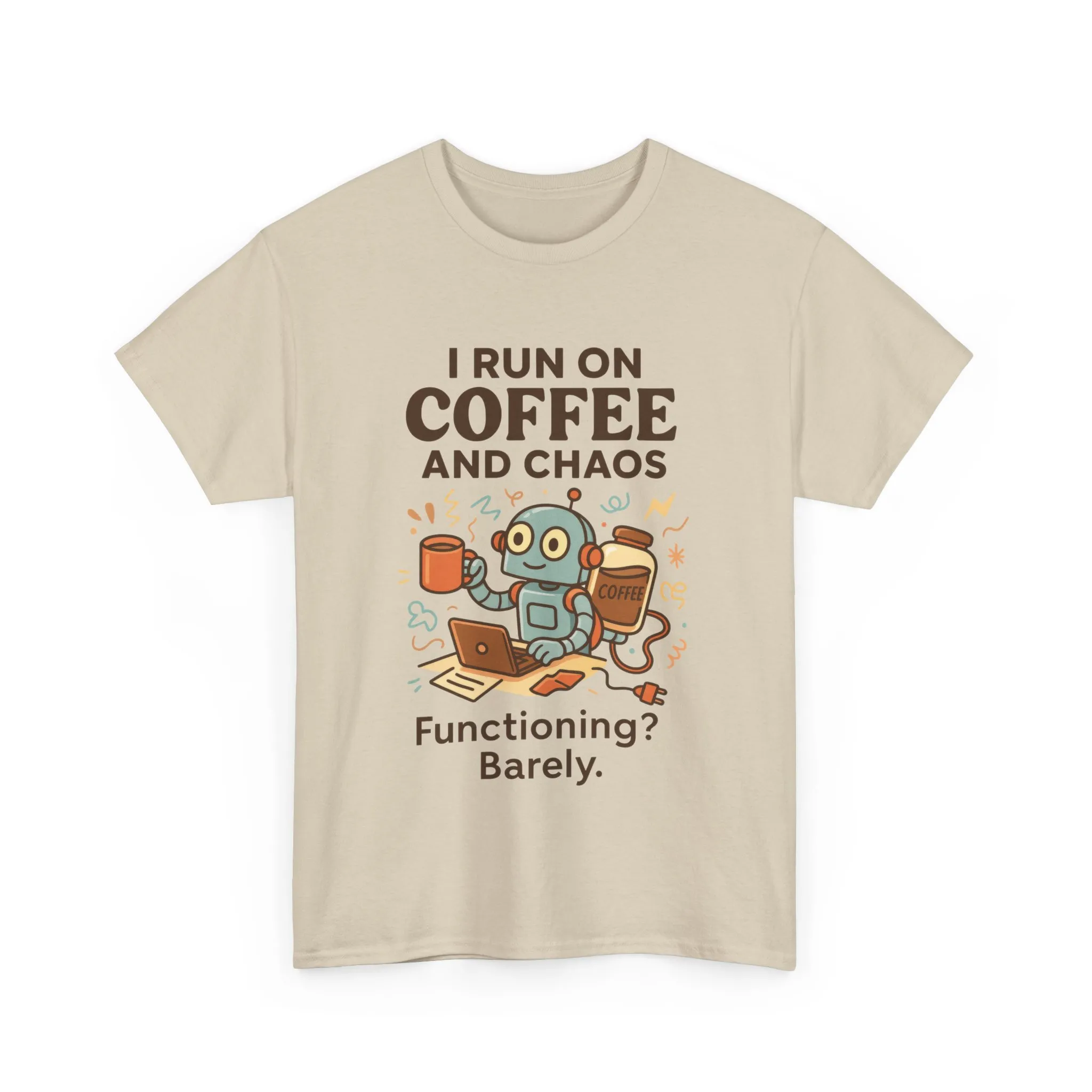I Run on Coffee and Chaos Unisex Heavy Cotton Tee, Funny Coffee Lover Shirt, Gift for Him/Her, Work from Home Humor Tee, Relaxed Fit [...] - Image 10