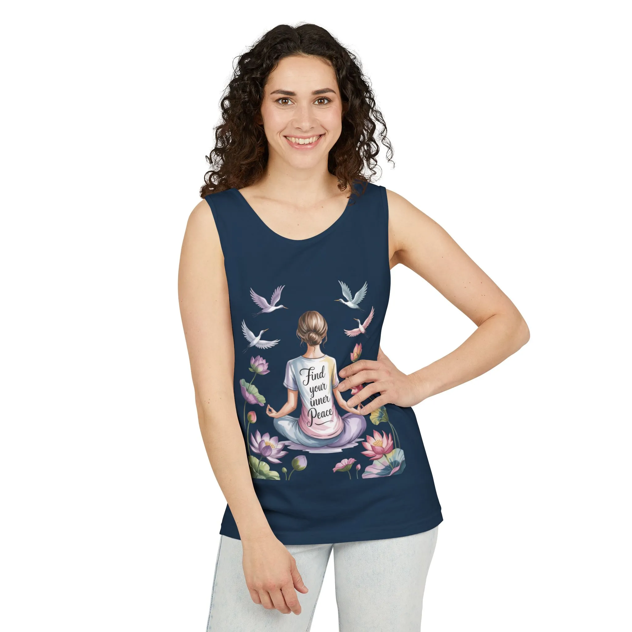 Meditation Floral Womens Tank Top, Find Your Inner Peace, Yoga Apparel, Gift for Mindfulness, Summer Relaxed Wear - Image 11