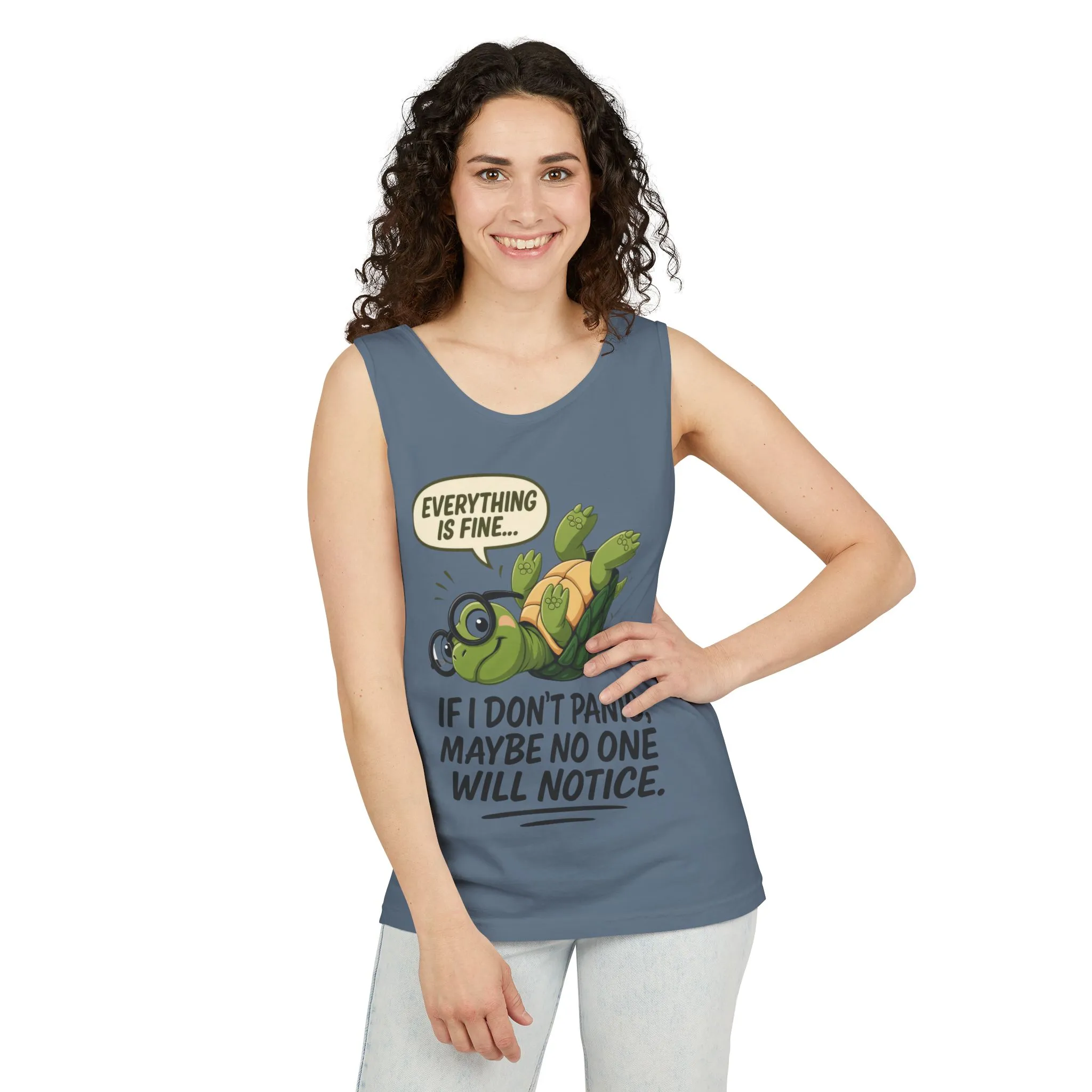 Funny Turtle Womens Tank Top, Everything is Fine, Womens Summer Apparel, Relaxed Fit, Pool Party, Beachwear, Humorous Gift - Image 12