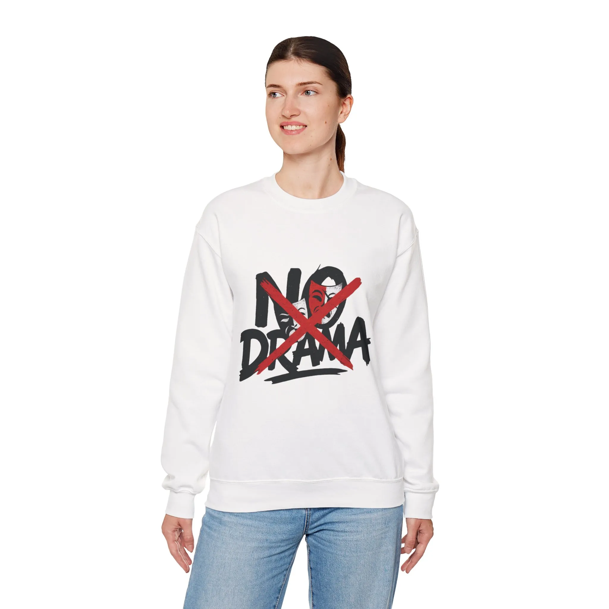 No Drama Crewneck Womens Sweatshirt, Cozy Sweatshirt, Relaxed Fit Pullover, Casual Gift for Friends, Everyday Comfort Apparel - Image 30