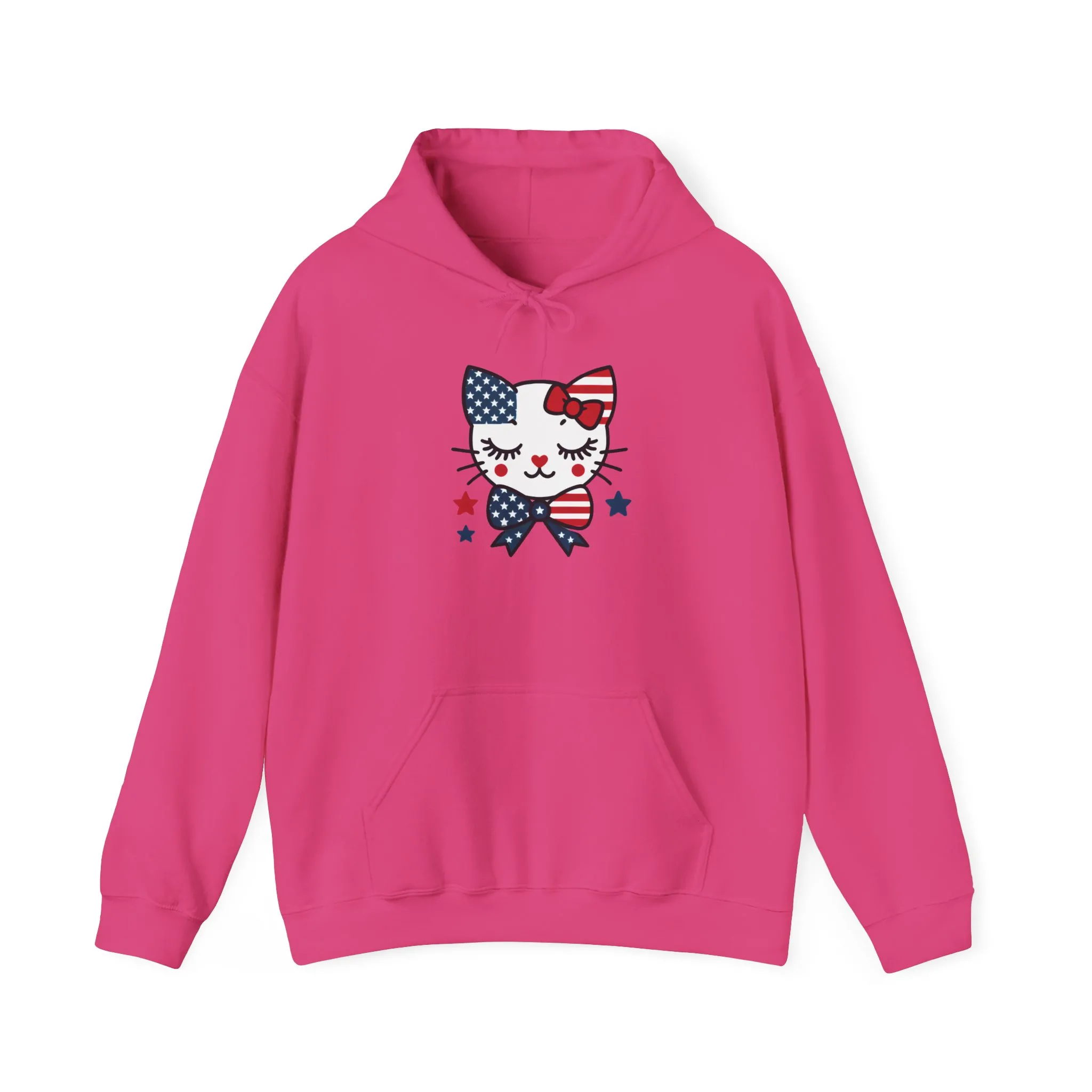 Cute Cat Patriot Womens Hoodie, Womens Heavy Blend Sweatshirt, Gift for Cat Lovers, 4th of July Apparel, Perfect for Independence Day - Image 22