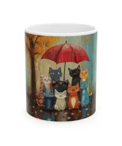 Charming Cat Mug - Cute Cat Art, Unique Coffee Cup, Cat Lover Gift, Cozy Home Decor, Perfect for Birthdays & Holidays