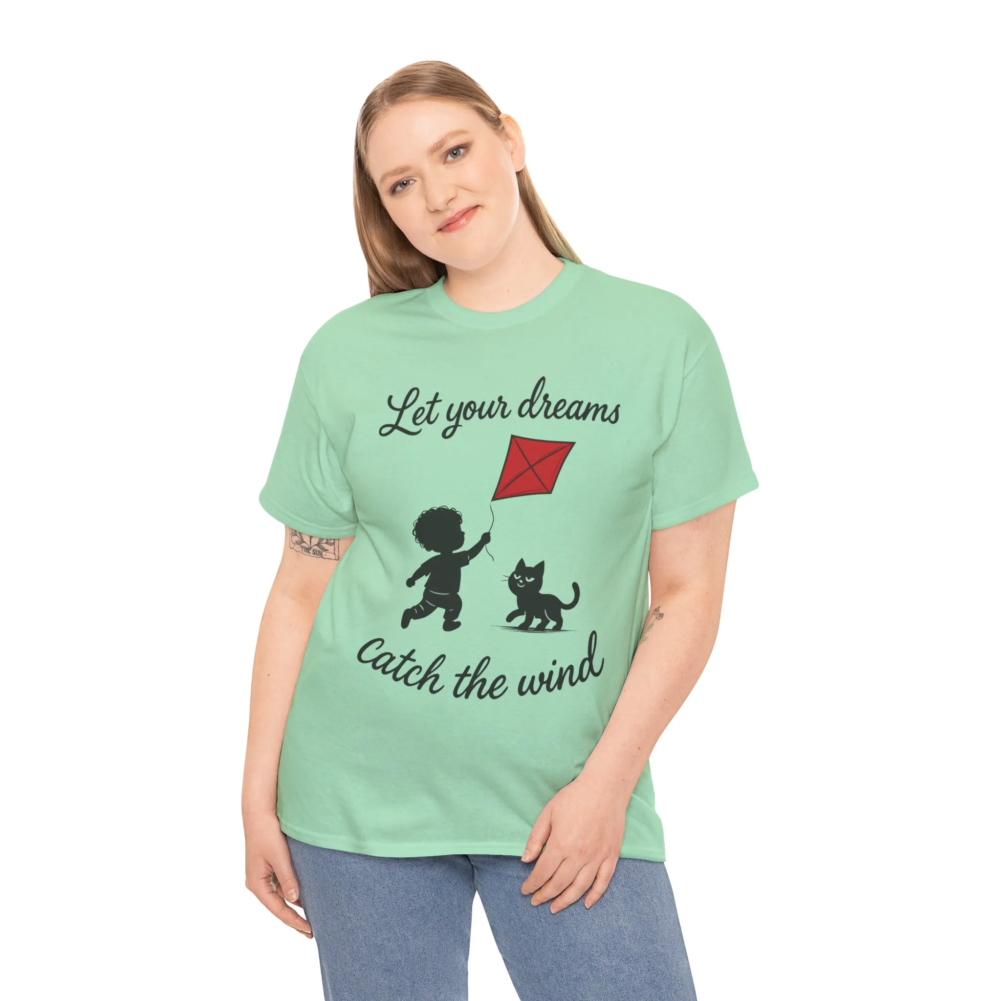 Cute Kid and Cat Design T-Shirt, Playful Gift for Cat Lovers, Summer Style, Cat Lover T-Shirt, Gift for Cat Owners, Women's Cotton T-Shirt - Image 12