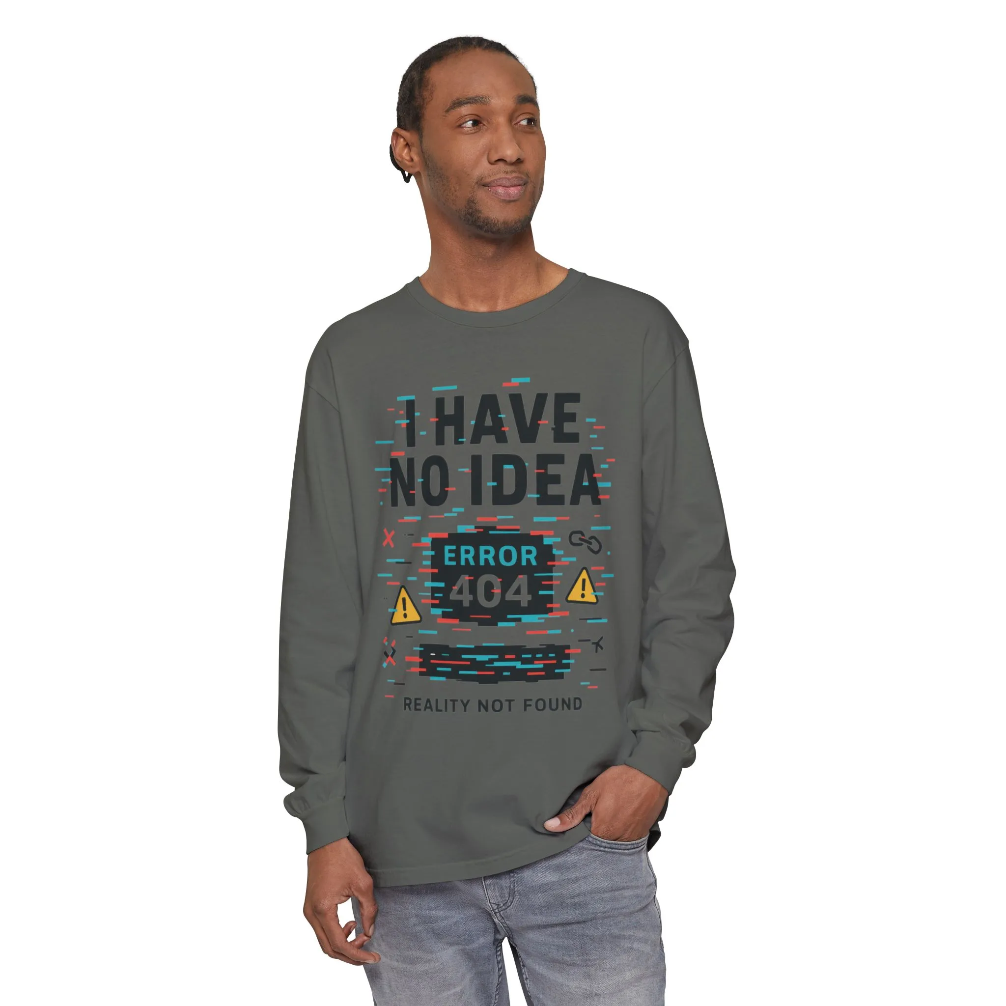 Unisex Long Sleeve T-Shirt, Funny Error 404 Graphic Tee, Internet Humor, Geeky Apparel, Quirky Humor Shirt, Gift for Tech Lovers - Image 2
