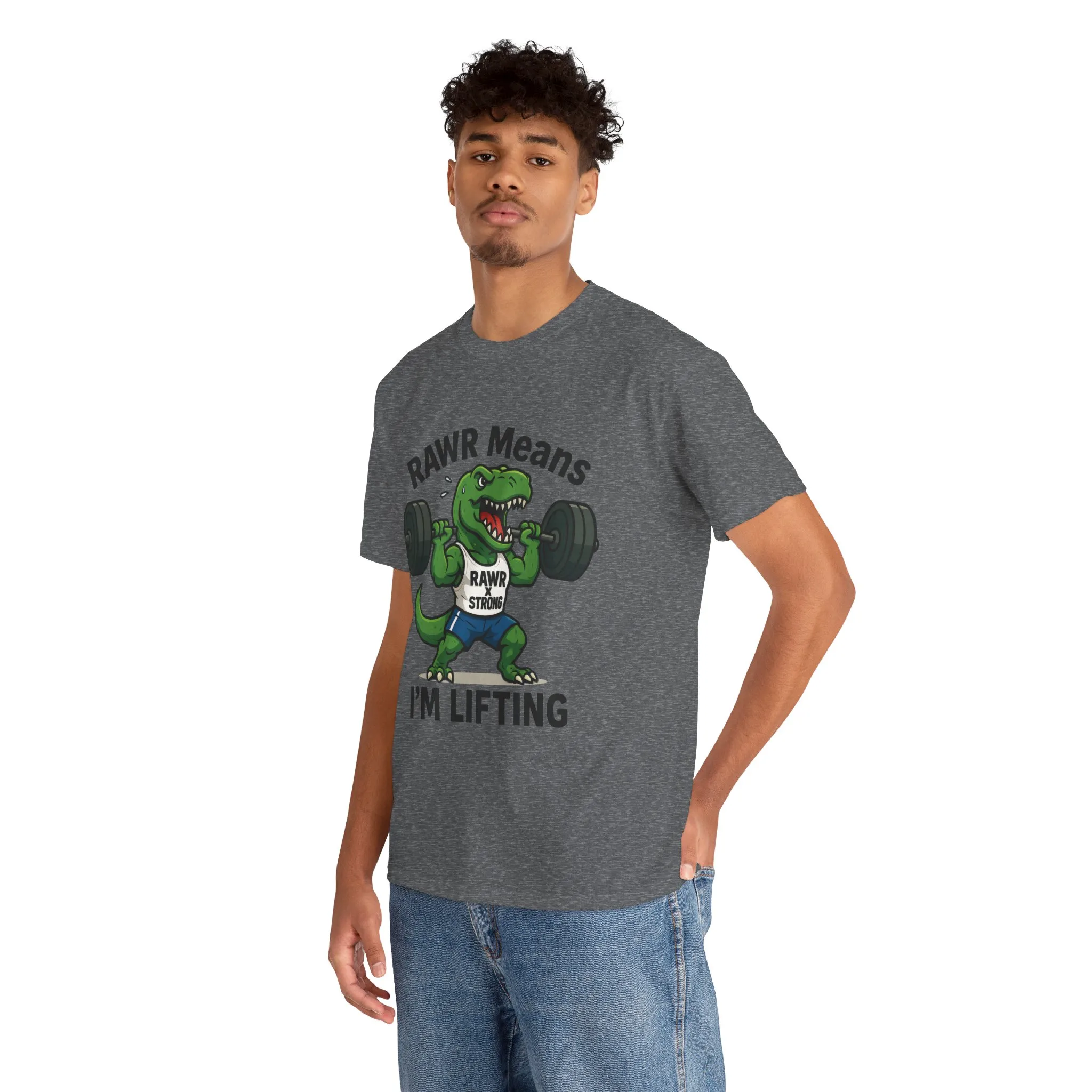 RAWR Gym Shirt for Men, Funny Dinosaur Lifting Tee, Workout Dino Fitness Gift, Barbell Humor Shirt, Motivational T-Shirt, Activewear - Image 11