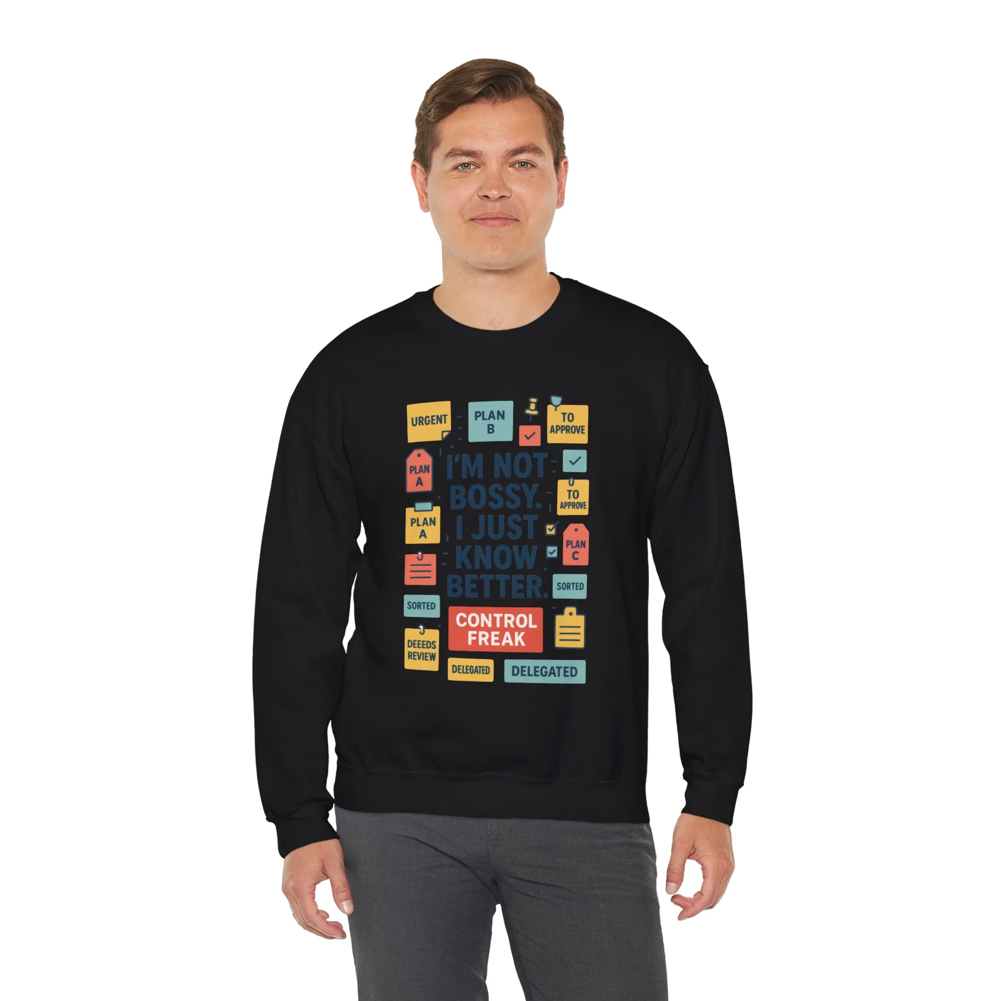 Funny Mens Control Freak Sweatshirt, Sarcastic Crewneck Gift for Him, Perfect Gift for Bossy Friends - Image 8