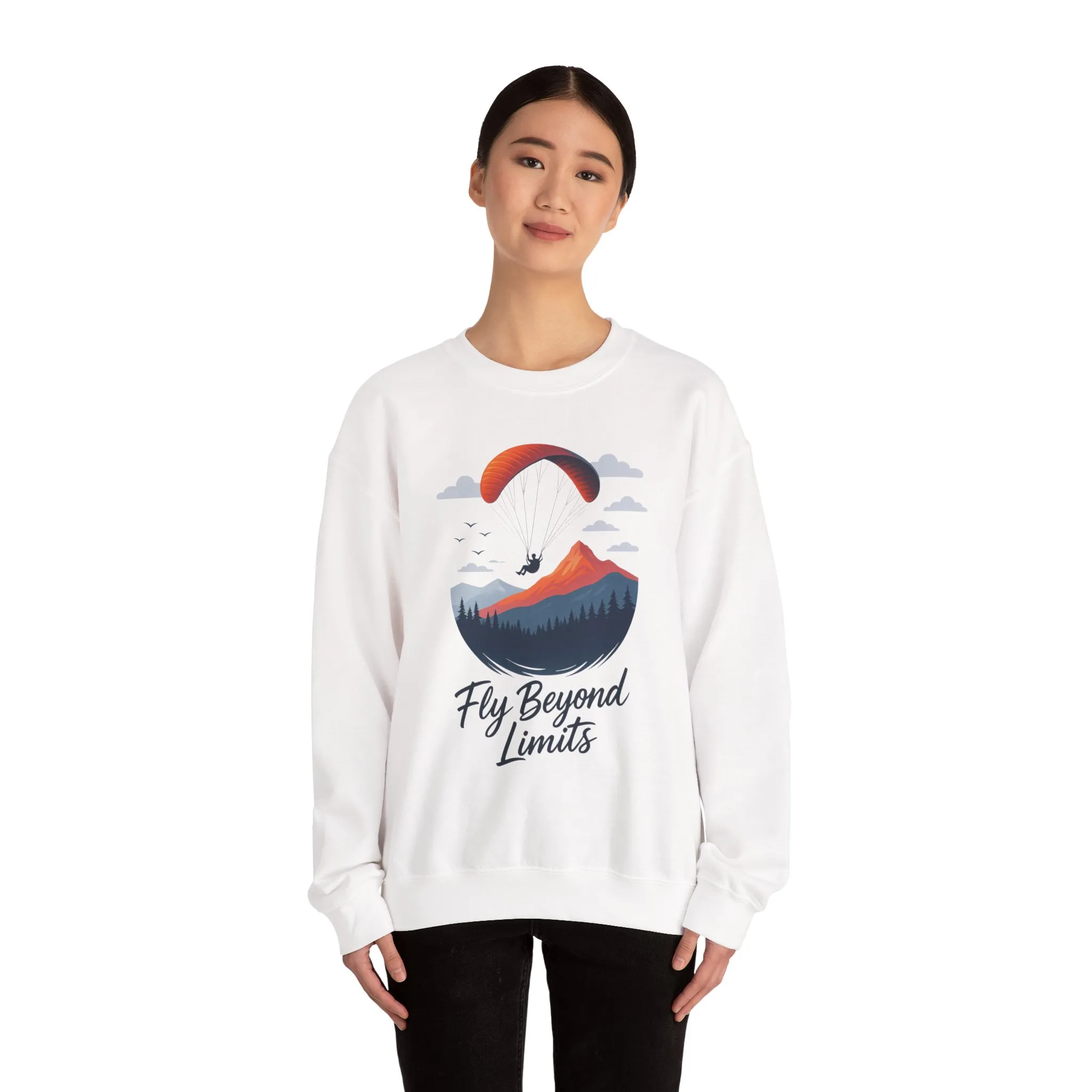Adventure Inspiration Crewneck Sweatshirt - Fly Beyond Limits, Cozy Outdoor Outfit, Gift for Adventurers, Travel, Motivation Apparel - Image 7