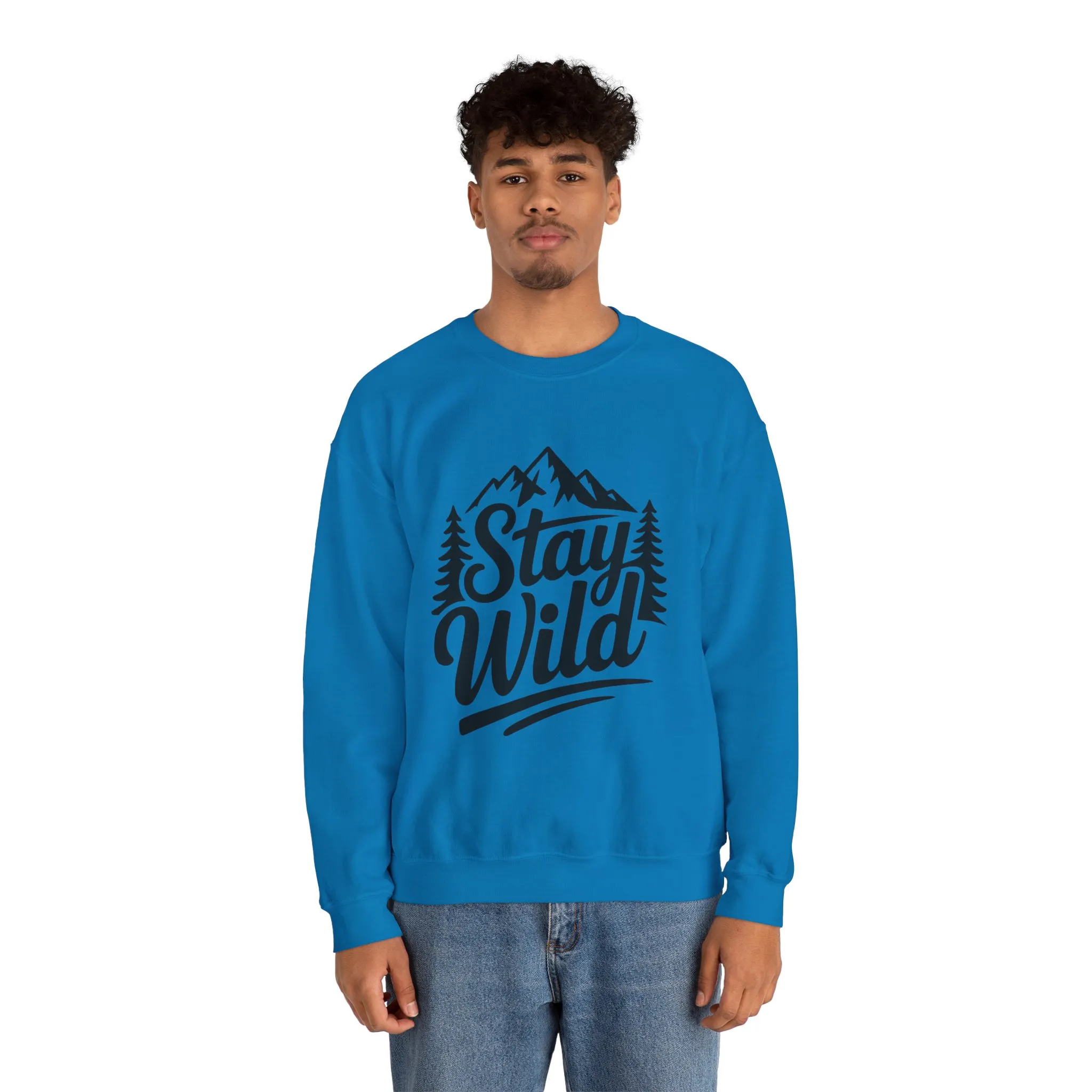 Stay Wild Unisex Crewneck Sweatshirt, Cozy Casual Wear for Adventurers, for Nature Lovers, Mountain Nature Unisex Crewneck Sweatshirt - Image 23